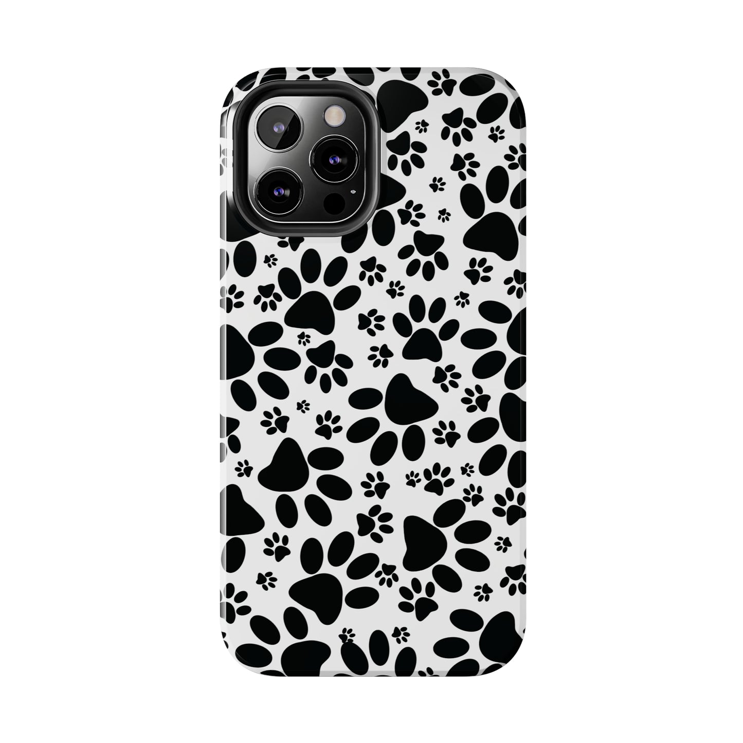 Stealthy Tracks: Black Animal Paw Prints Iphone Tough Phone Case