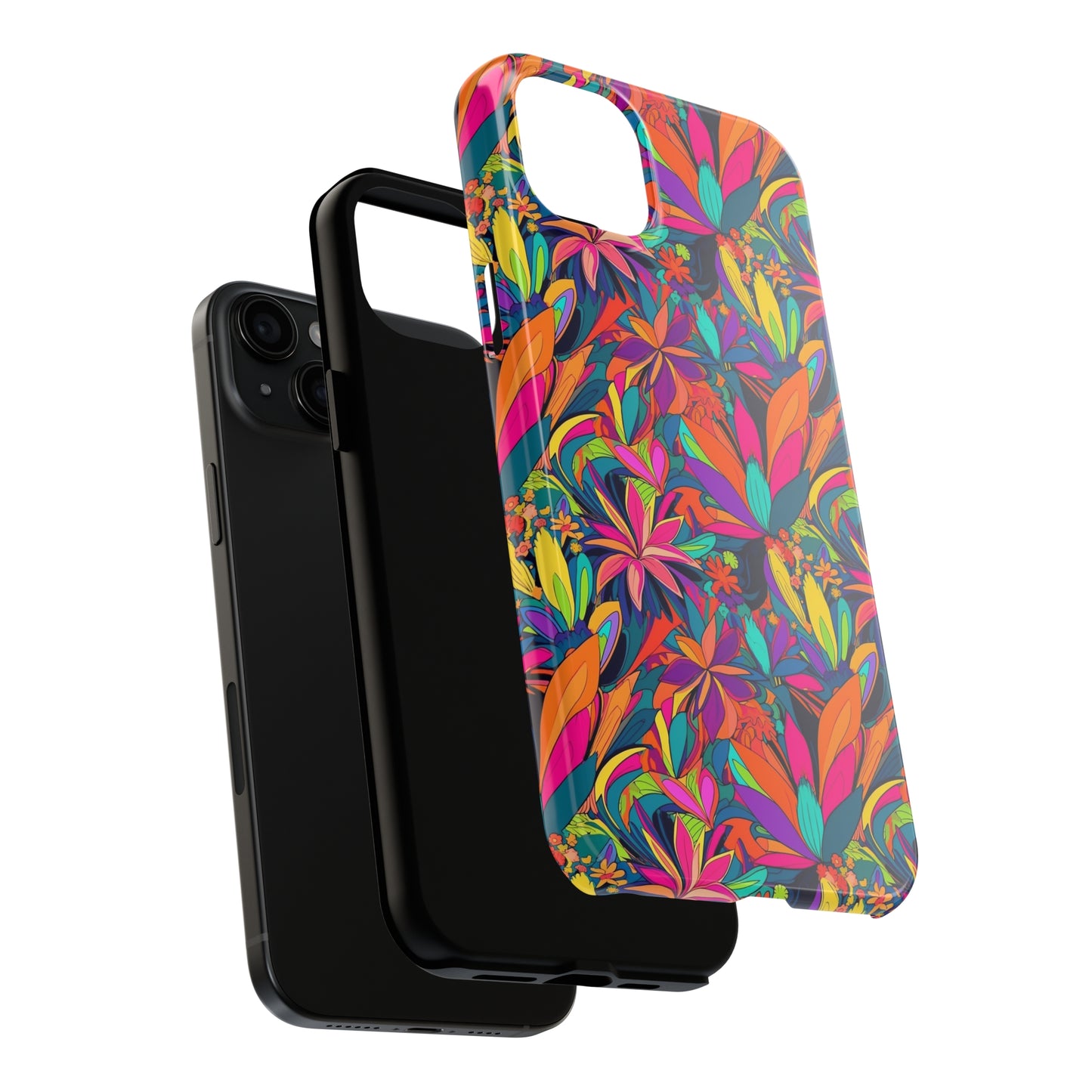 Tropical Neon Flowers Iphone Tough Phone Case