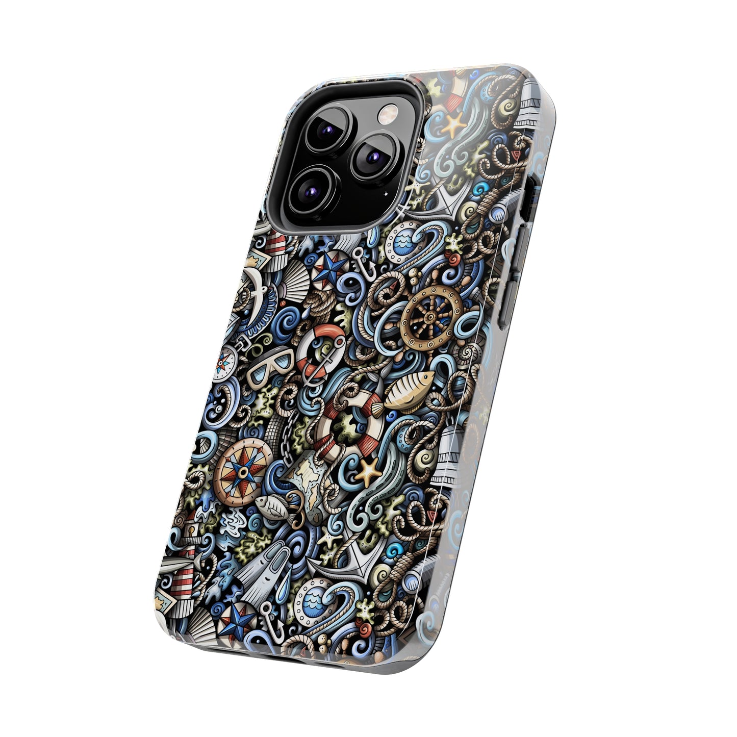 Nautical Ocean Navigation and Sealife Cartoon Design Iphone Tough Phone Case