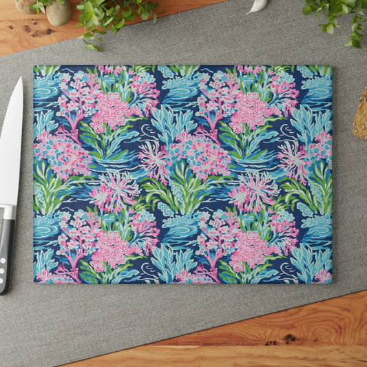 Blush Blossoms: Watercolor   Water Garden Adorned with Pink Flowers Cutting Board 2 Sizes