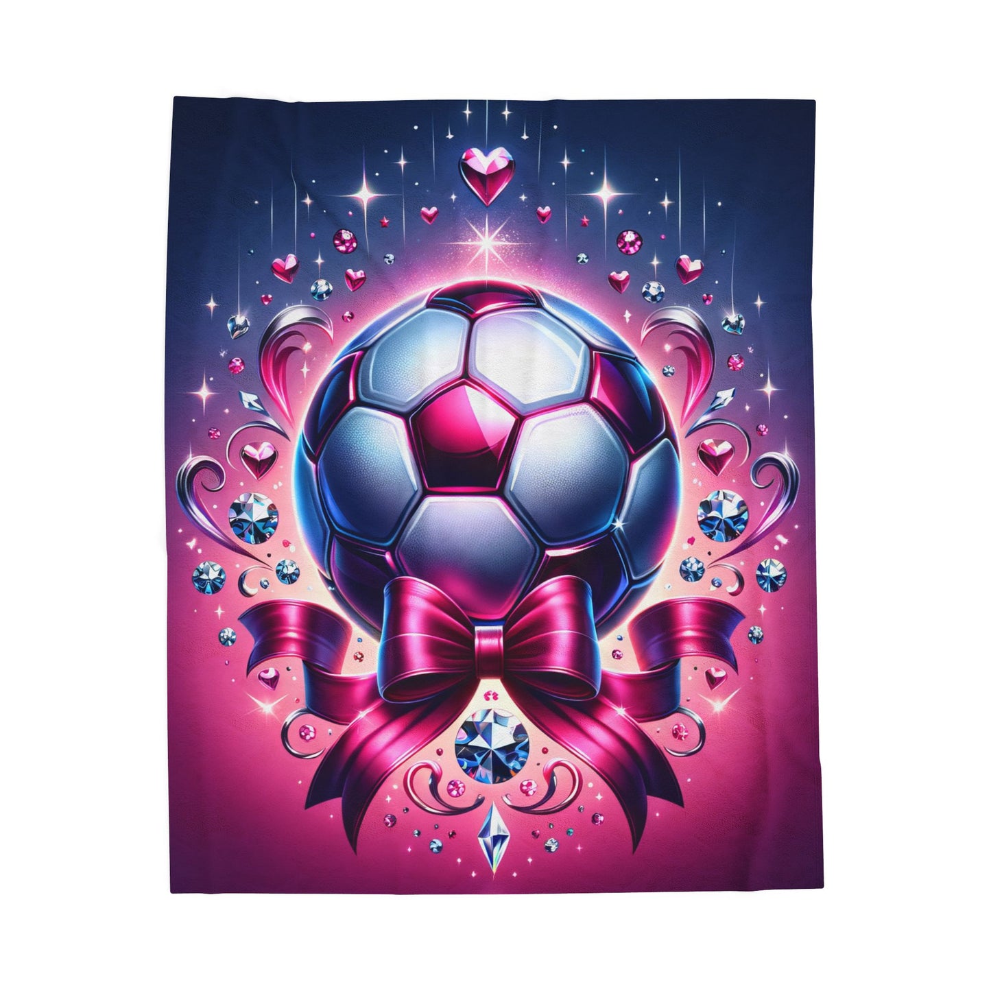 Coquette Bow Glitter Glam Girls Soccer Ball  Velveteen Plush Blanket 3 Sizes