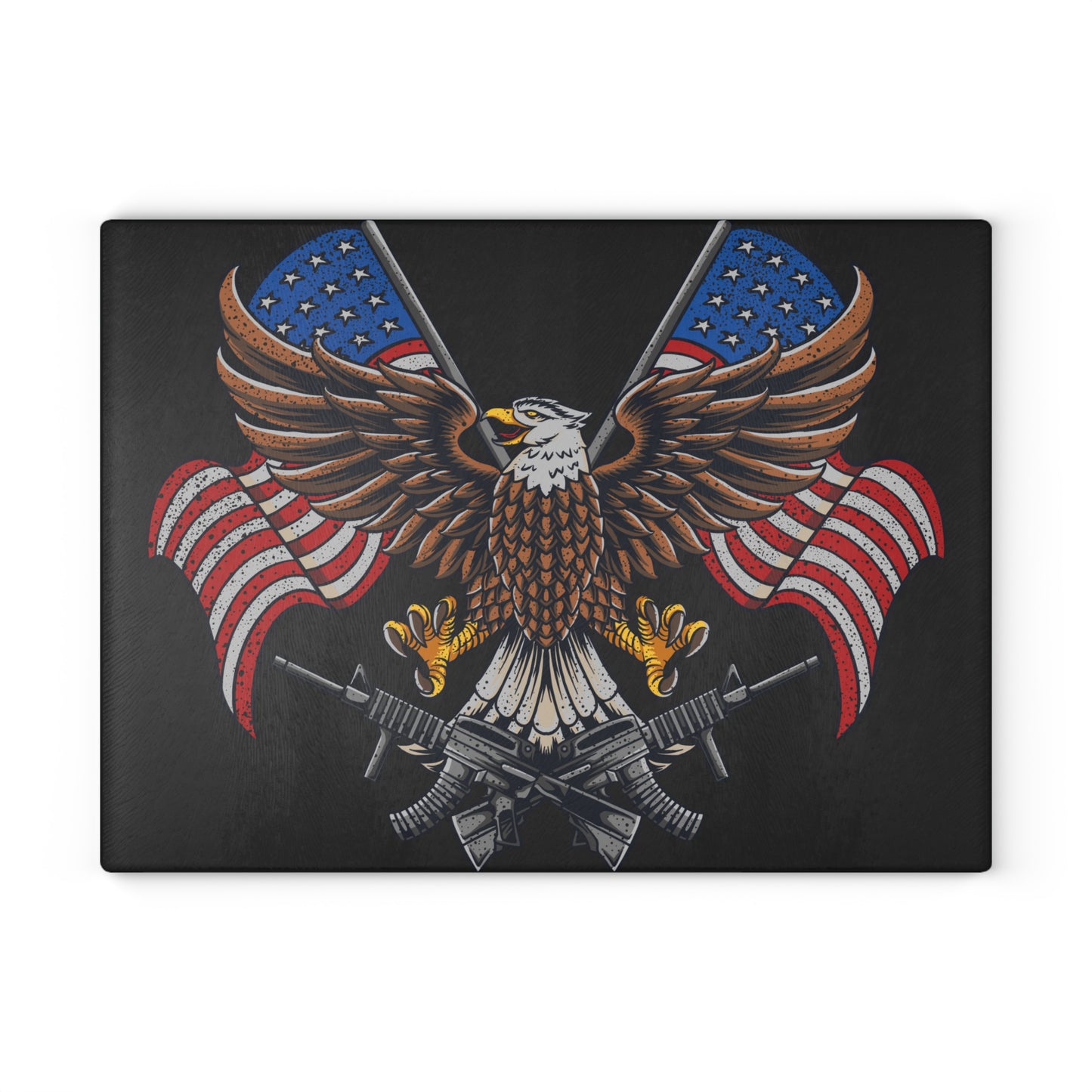 American Flags with Eagle - Glass Cutting Board  8" x 11" and 11" x 15"