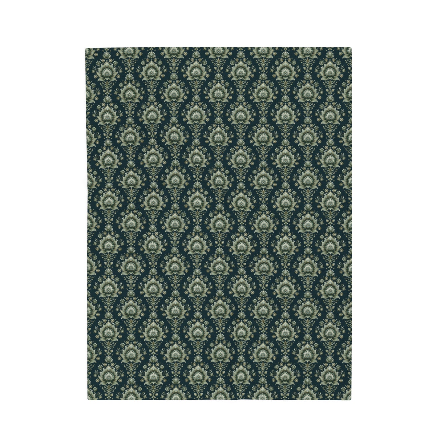 Ornate Green Mandala with Golden Accents on Dark Background Velveteen Plush Blanket 3 Sizes