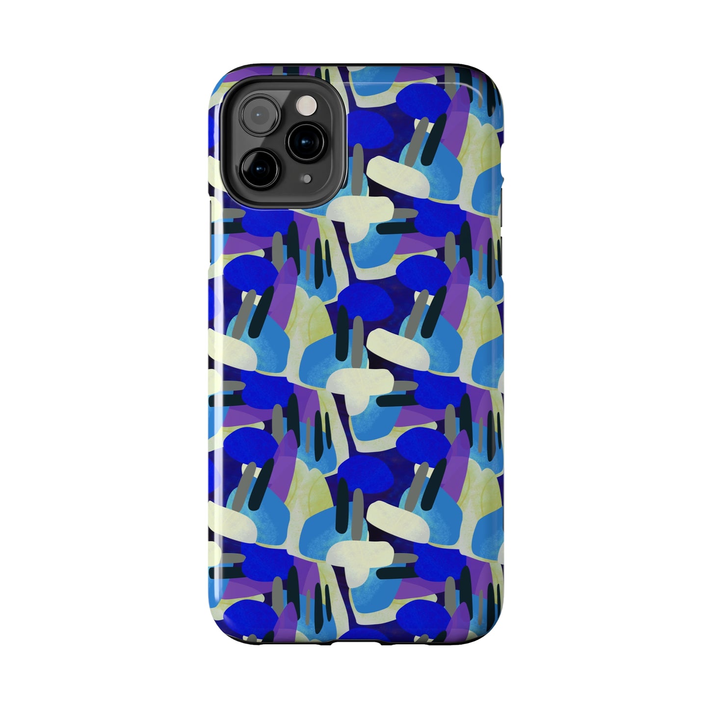 Blue, Purple and Green Abstract Design Iphone Tough Phone Case