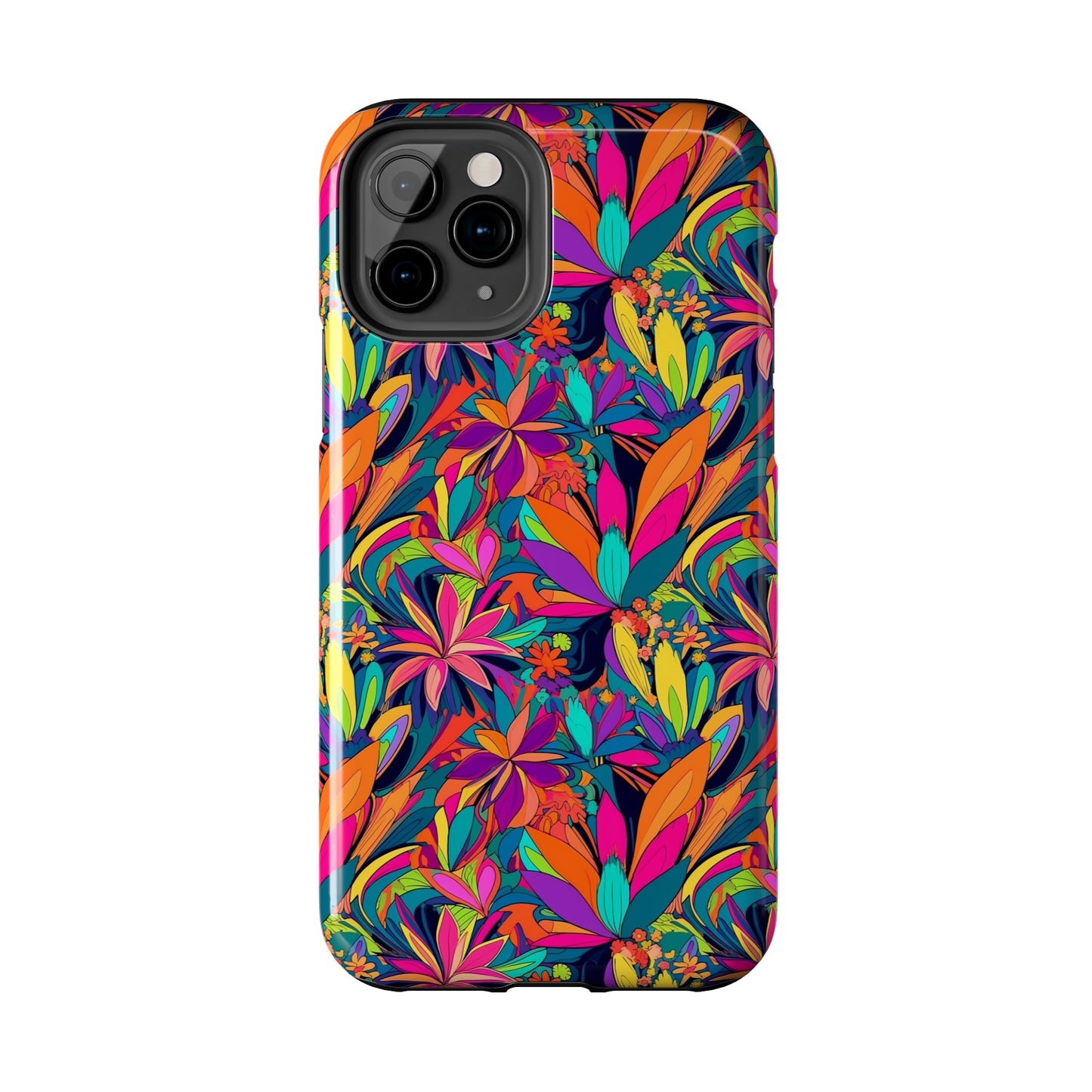 Tropical Neon Flowers Iphone Tough Phone Case