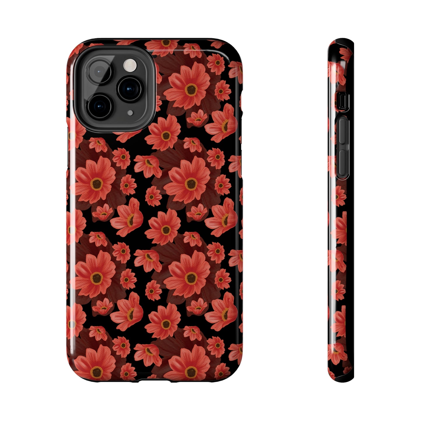 Large Red Flower Design Iphone Tough Phone Case