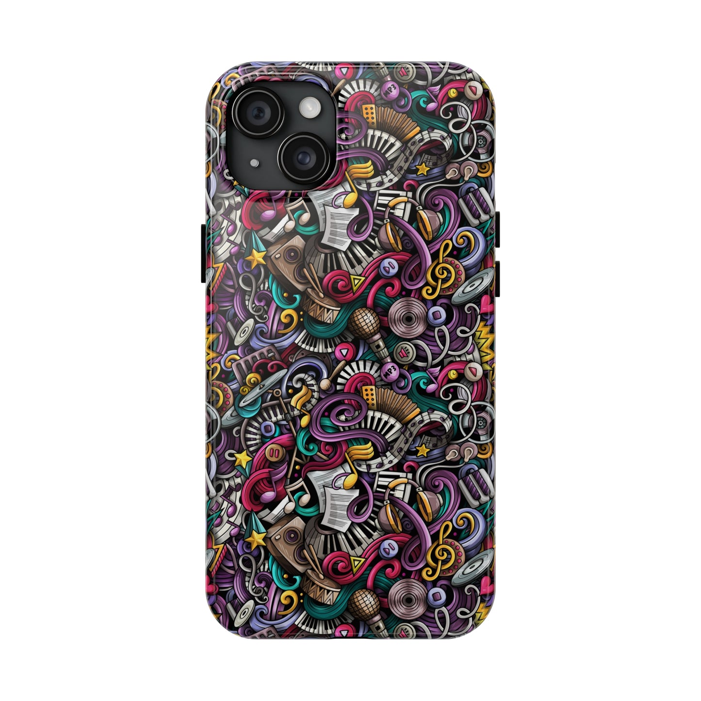 Musical Notes, Sheet Music, Swirls Cartoon Design Iphone Tough Phone Case