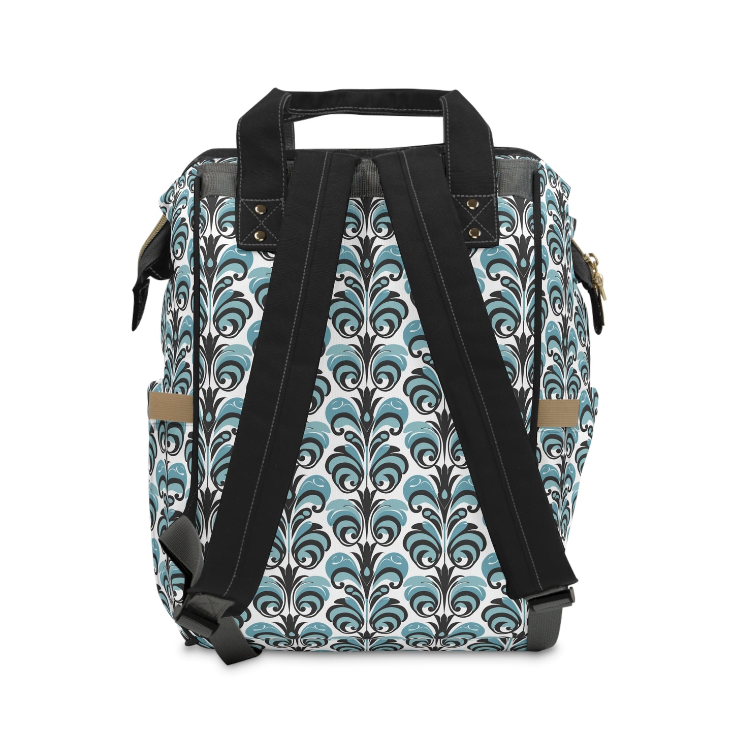 Vintage Blue & Black Swirl Pattern Multifunctional Diaper Backpack