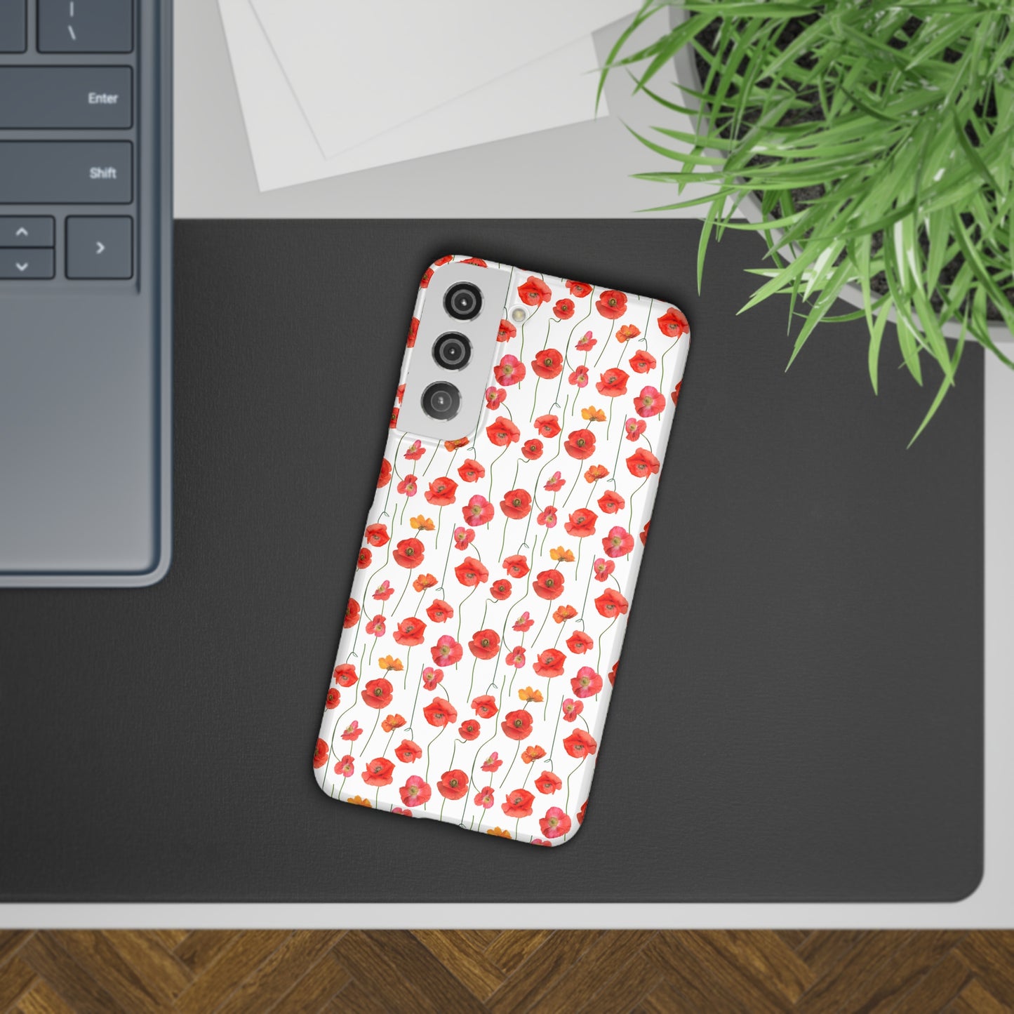 Vivid Elegance: Bright Red Poppies on a White Background Samsung Slim Cases