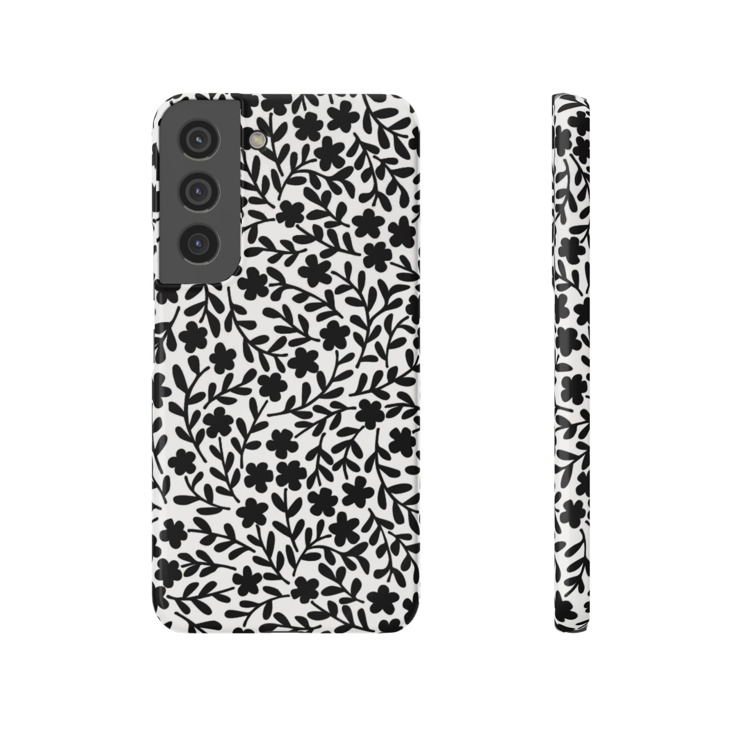 Black & White Floral Design Samsung Slim Cases