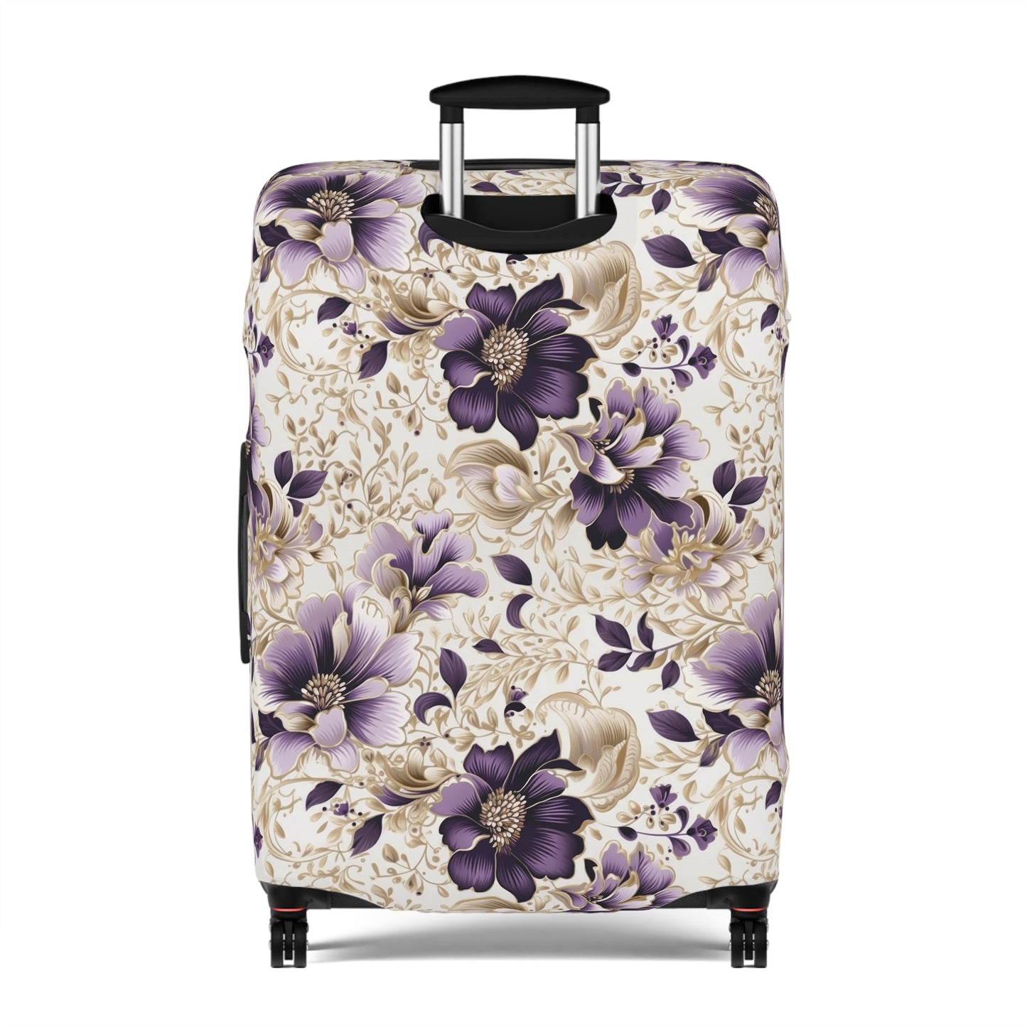 Purple Majesty: Watercolor Floral Design with Gold Foliage Accents  - Luggage Protector and Cover 3 Sizes