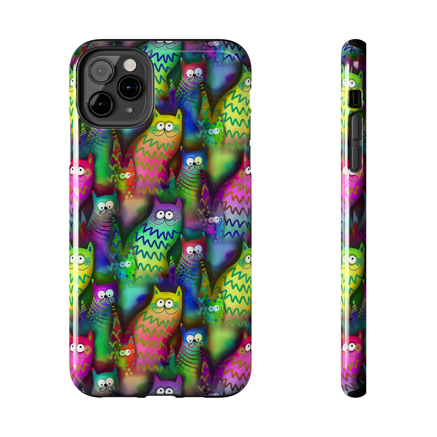 Neon Rainbow Cartoon Cats Iphone Tough Phone Case