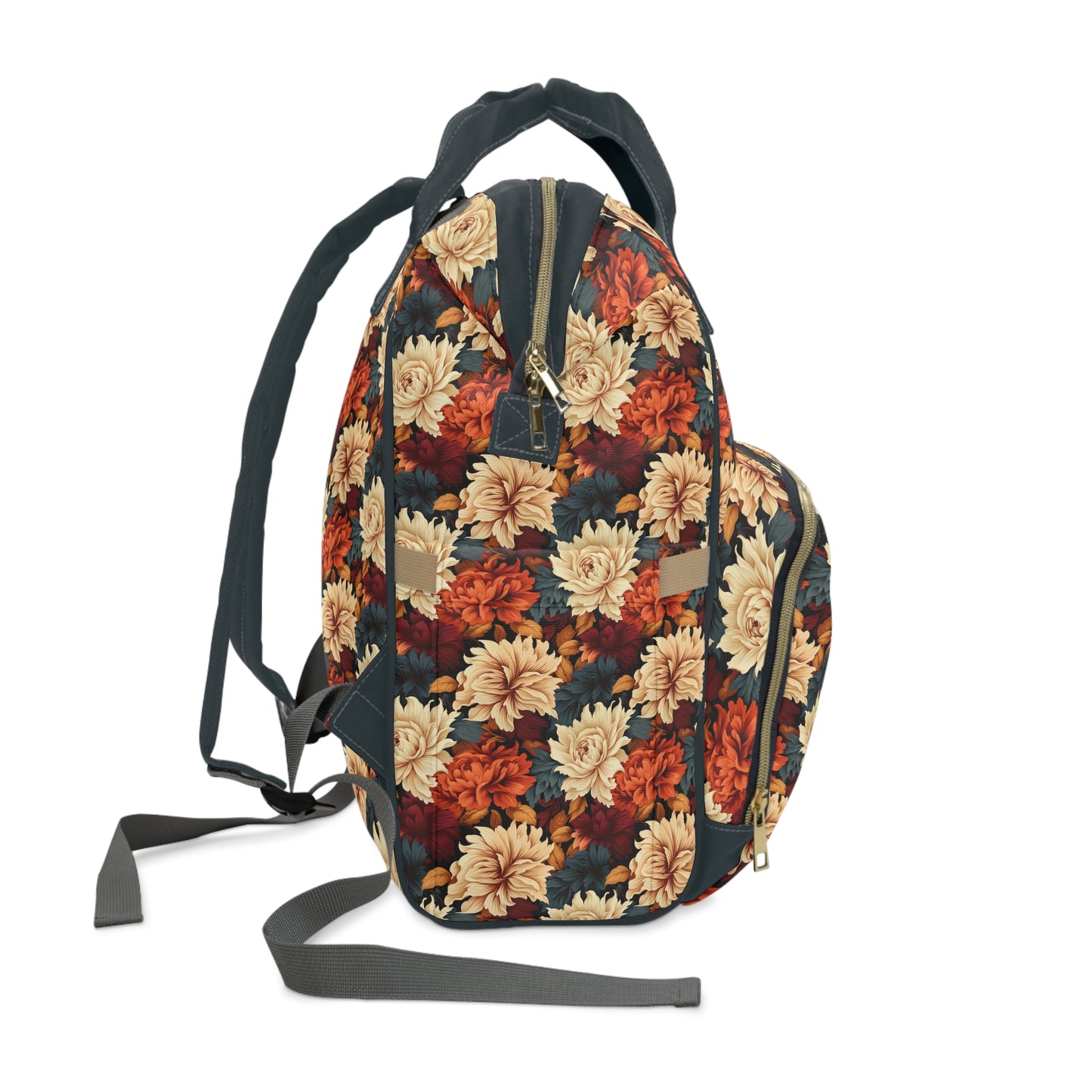 Autumn Elegance Vintage Floral Symphony in Rich Fall Colors Multifunctional Diaper Backpack