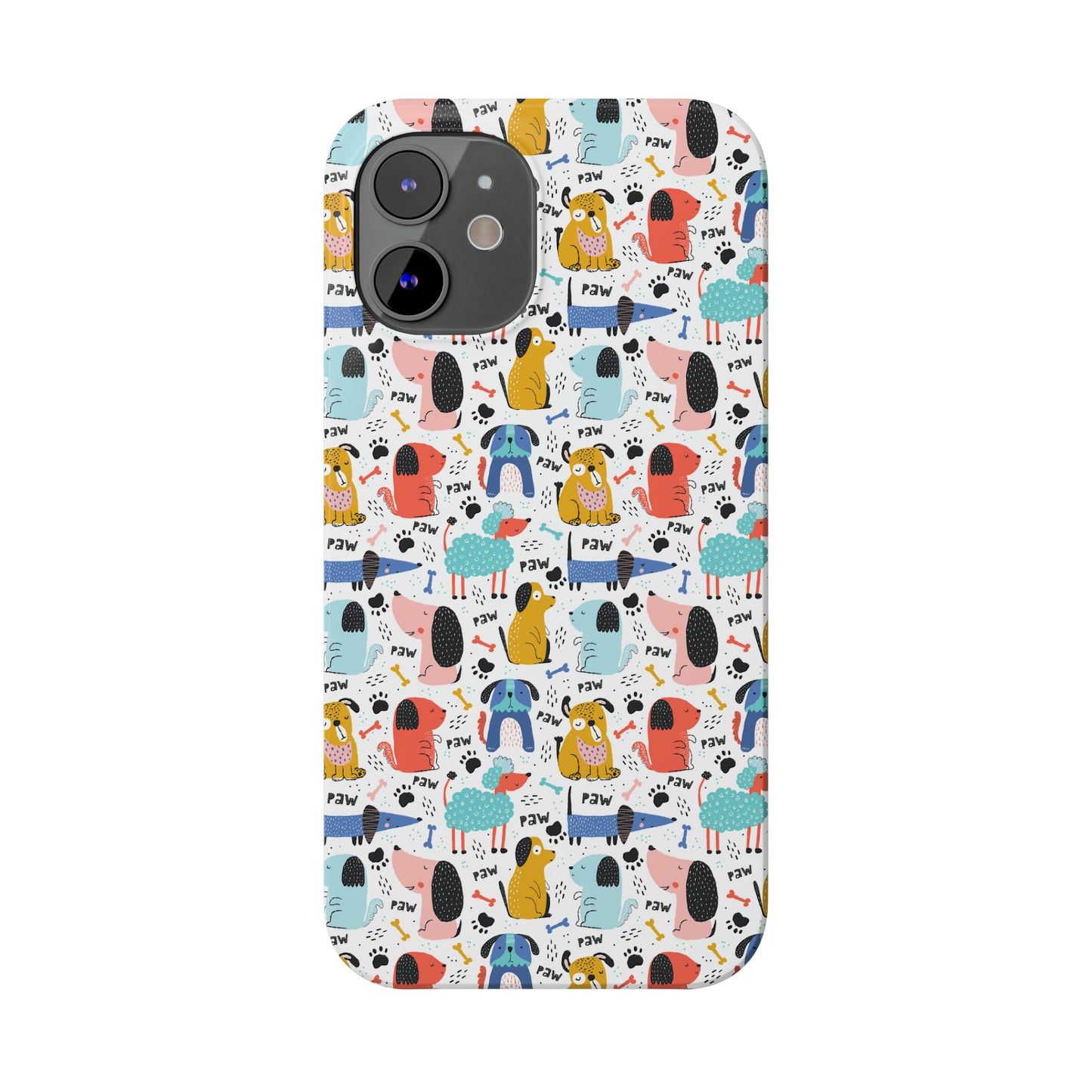 Playful Pups: Colorful Cartoon Dogs Iphone 15-12 Slim Phone Case