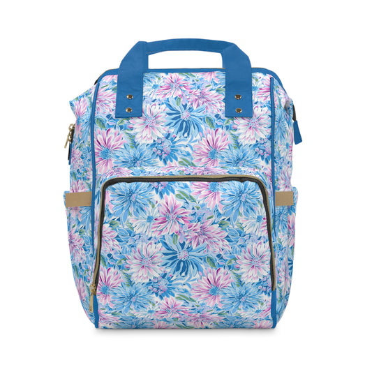 Pastel Blossom Symphony: Spring Flowers in Soft Pink and Blue Hues Multifunctional Diaper Backpack