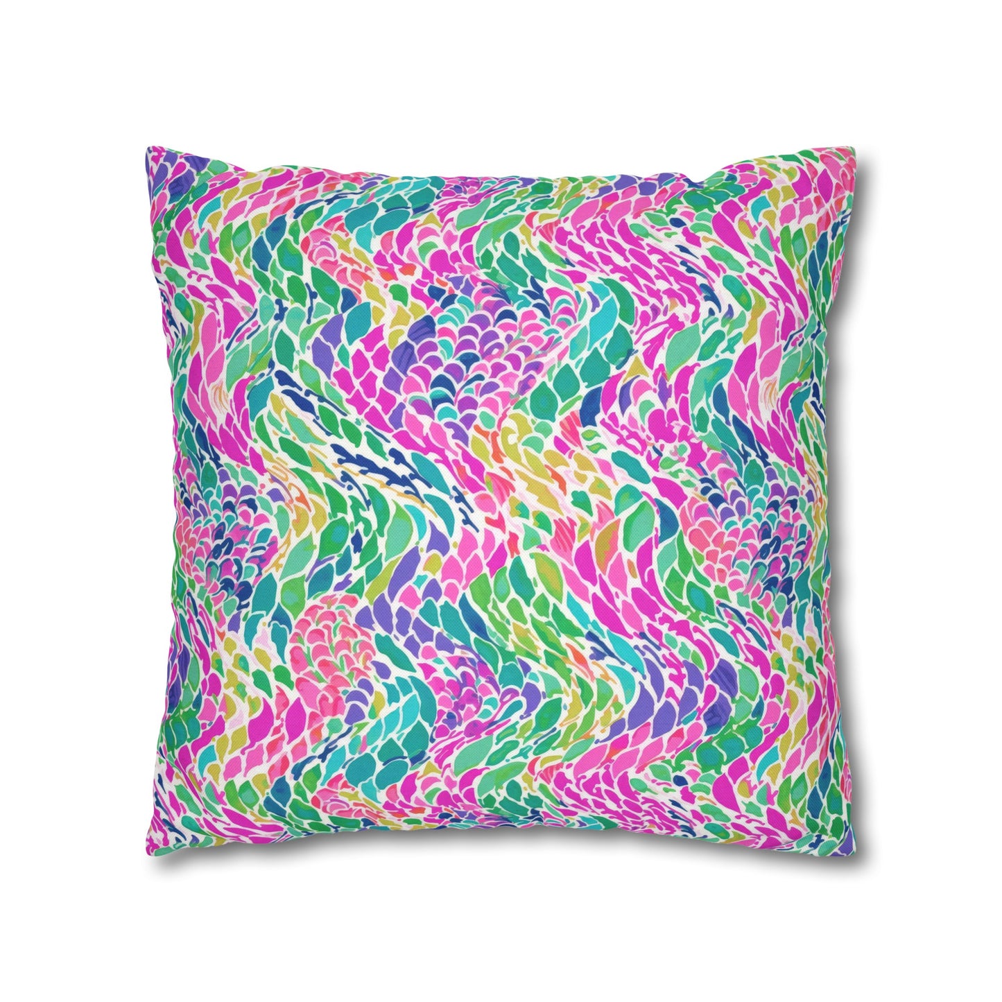 Enchanted Waves: Rainbow Mermaid Dancing in the Sea Spun Polyester Square Pillowcase 4 Sizes