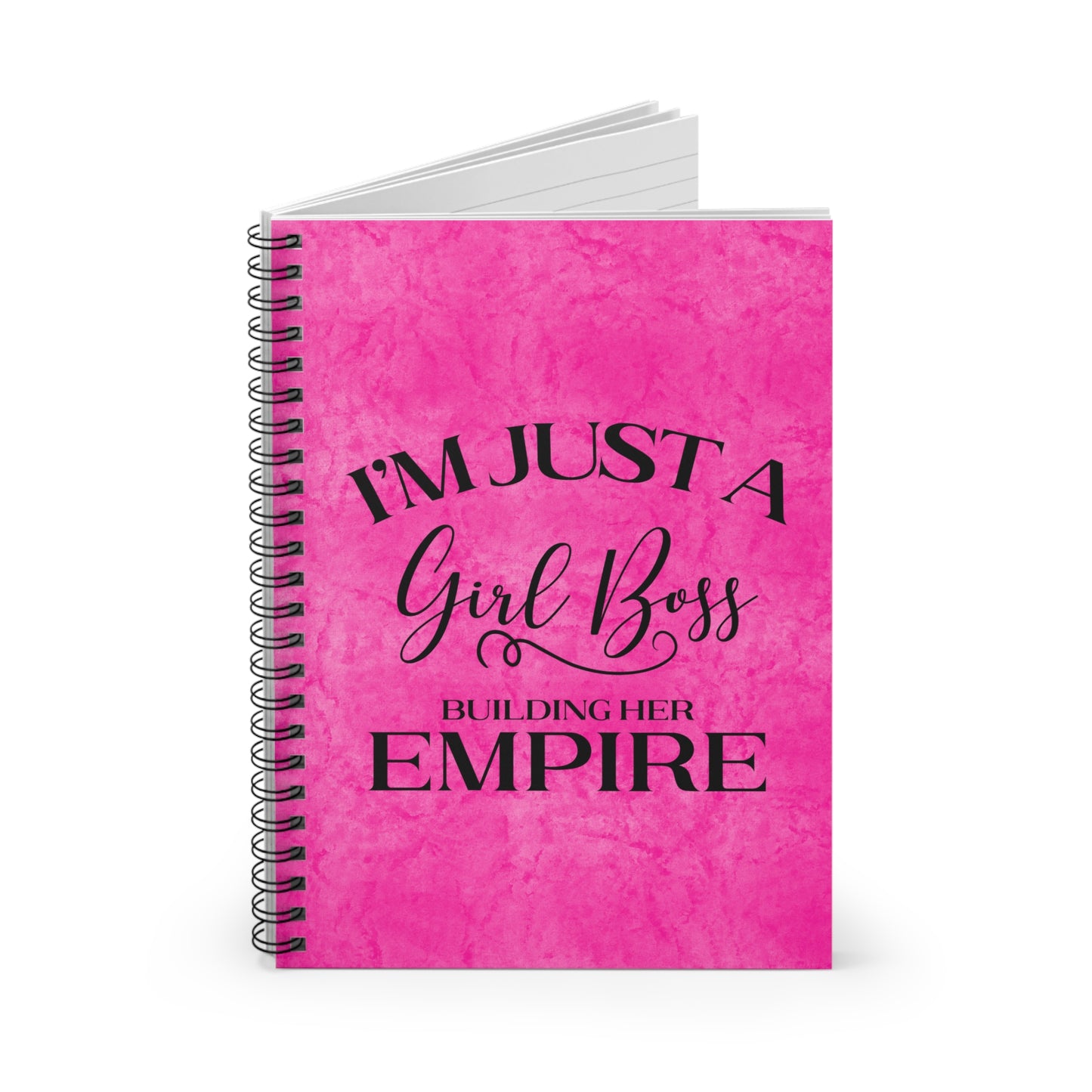 I'm Just A Girl Boss Building Her Empire Pink & Black  - Spiral Notebook Ruled Line 6"x8"