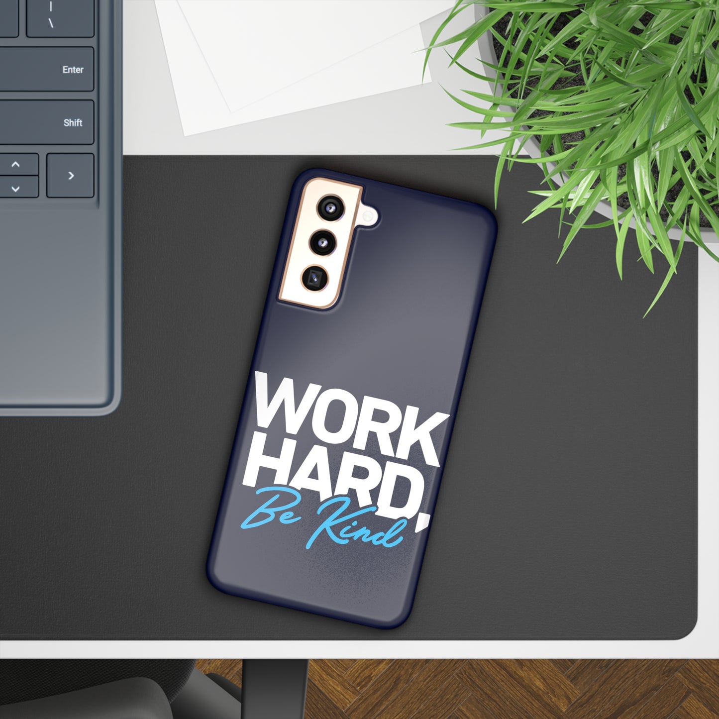 Work Hard be Kind - Navy Samsung Slim Cases