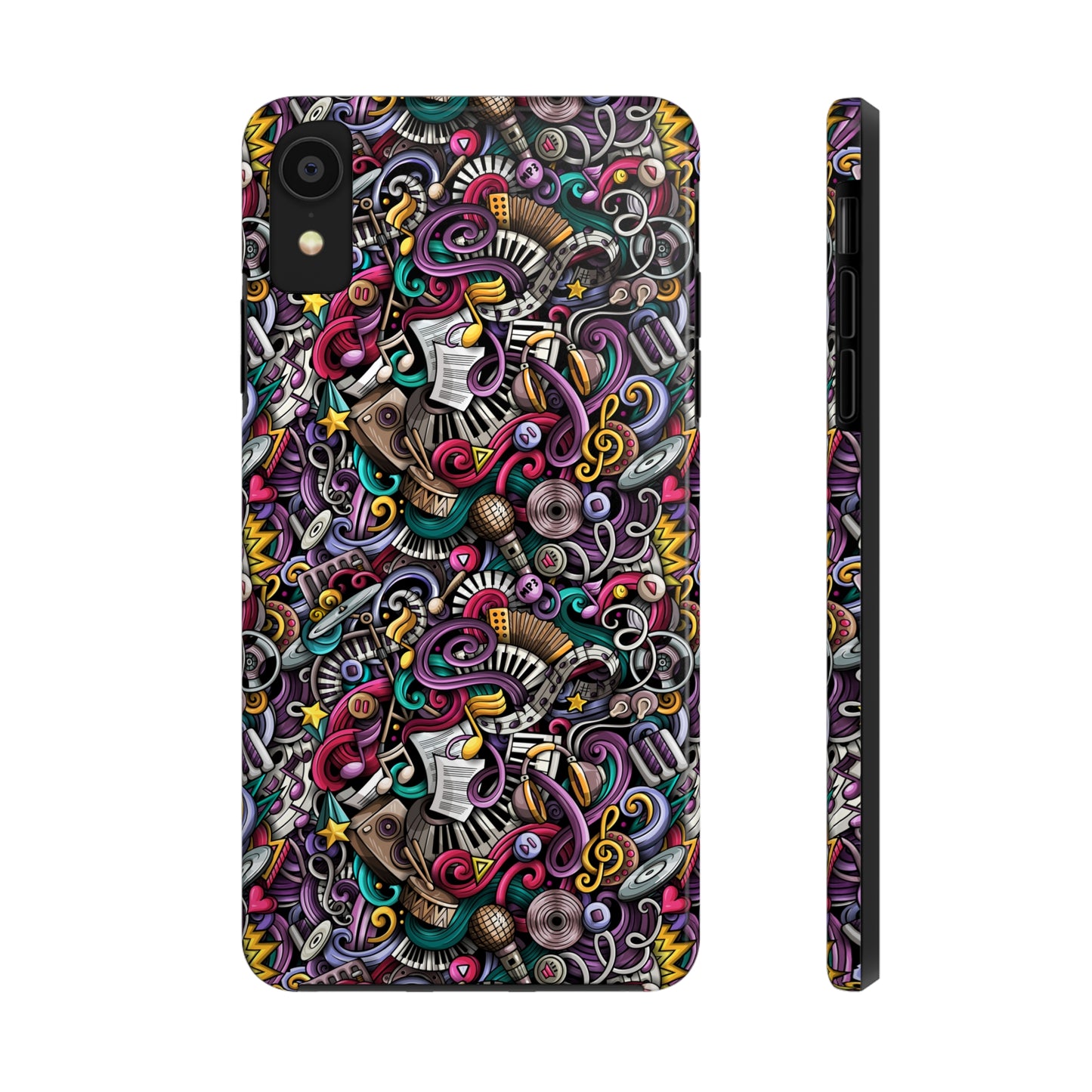 Musical Notes, Sheet Music, Swirls Cartoon Design Iphone Tough Phone Case