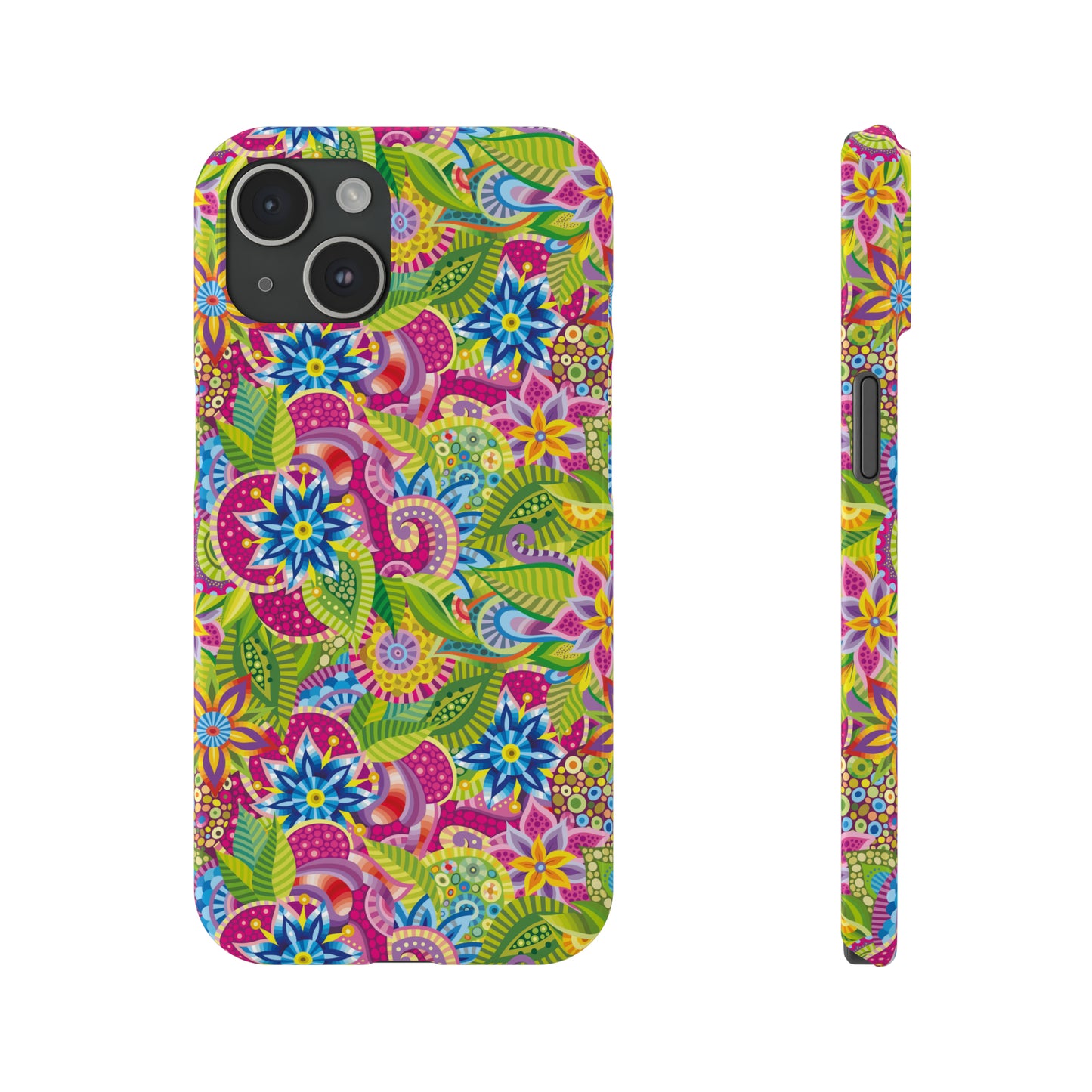 Vibrant Array of Abstract Flowers and Paisley in Rainbow Hues Iphone 15-12 Slim Phone Case