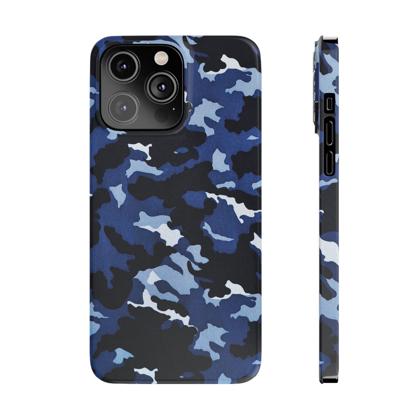 Deep Sea Concealment: Navy Blue Camouflage Iphone 15-12 Slim Phone Case