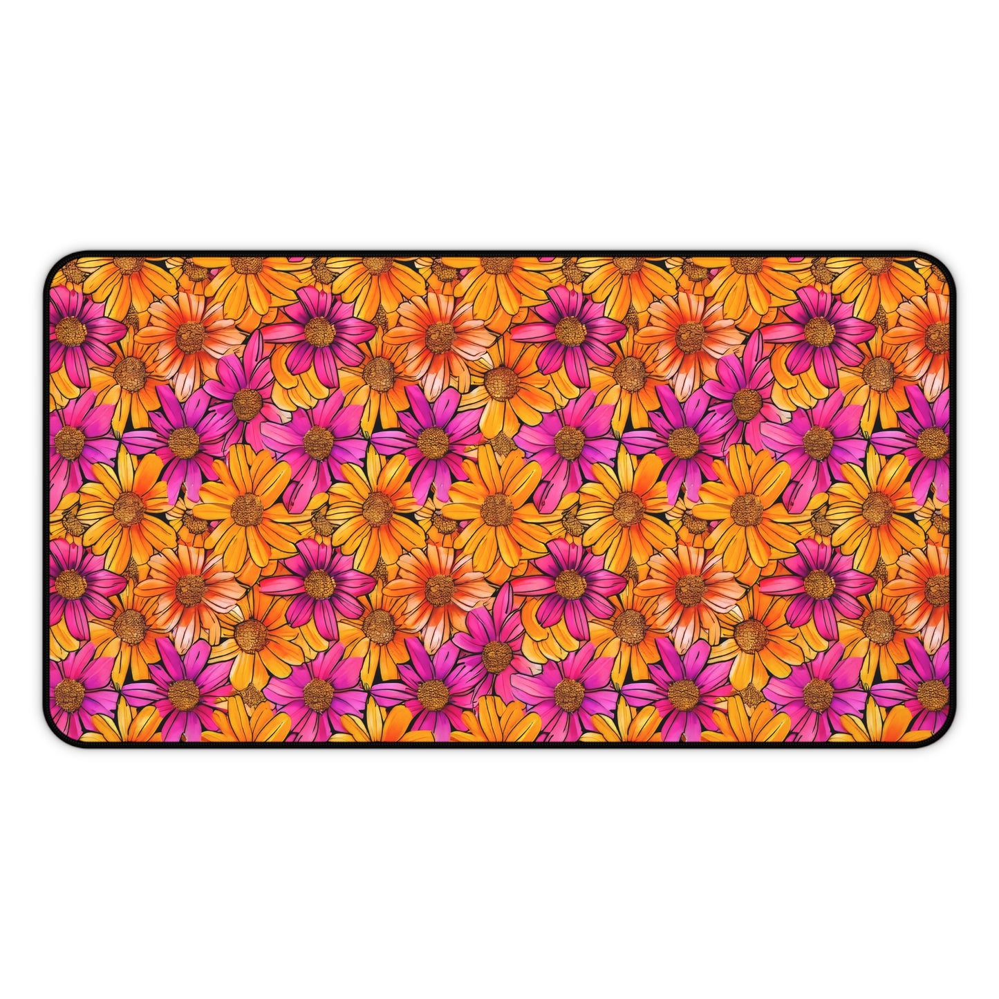 Vibrant Daisy Delight with Bold Orange and Pink Flowers Extended Gaming Mouse Pad  Desk Mat  - 3 Sizes