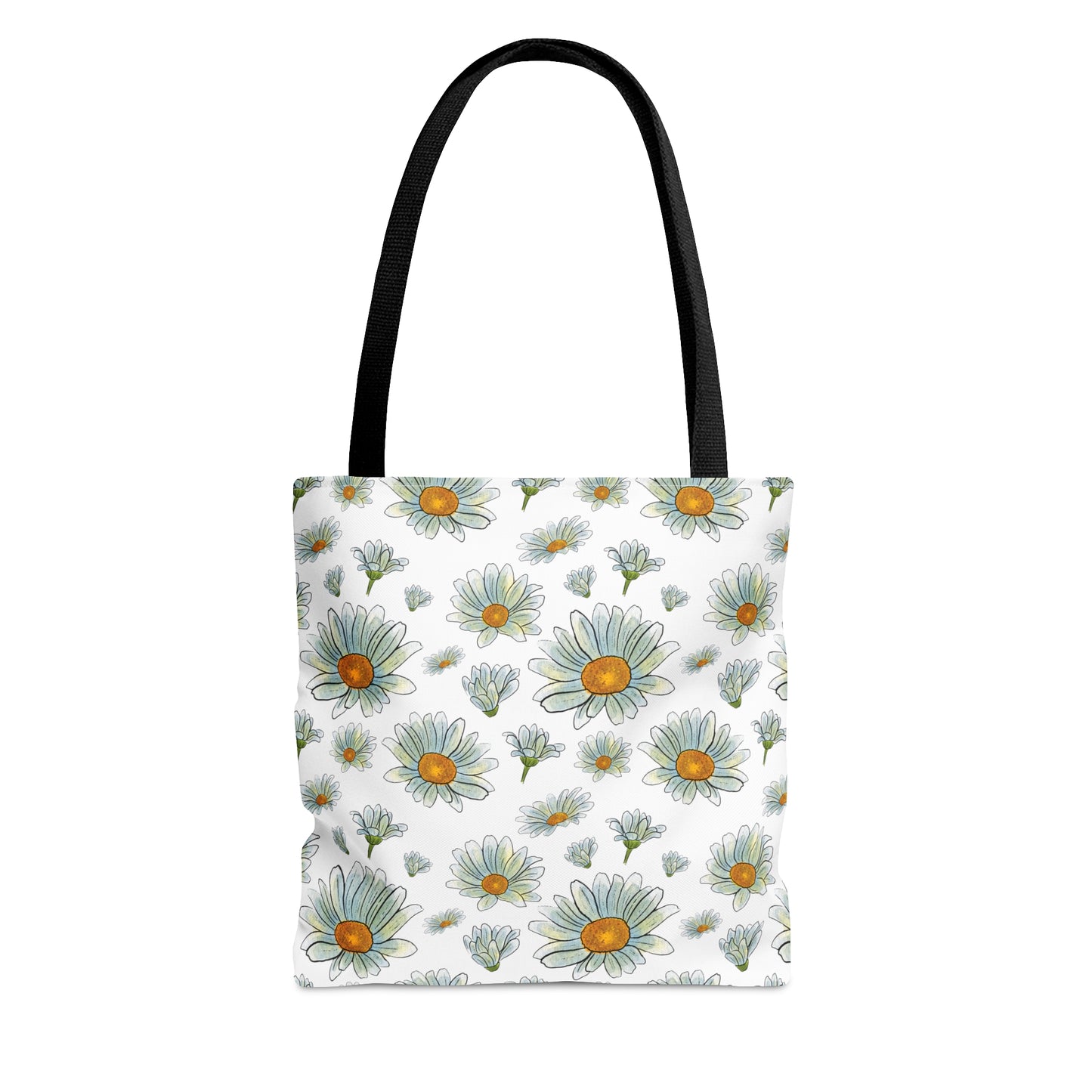 Large Watercolor Summer Daisies Blooming Against a White Background  - Canvas Tote 3 Sizes