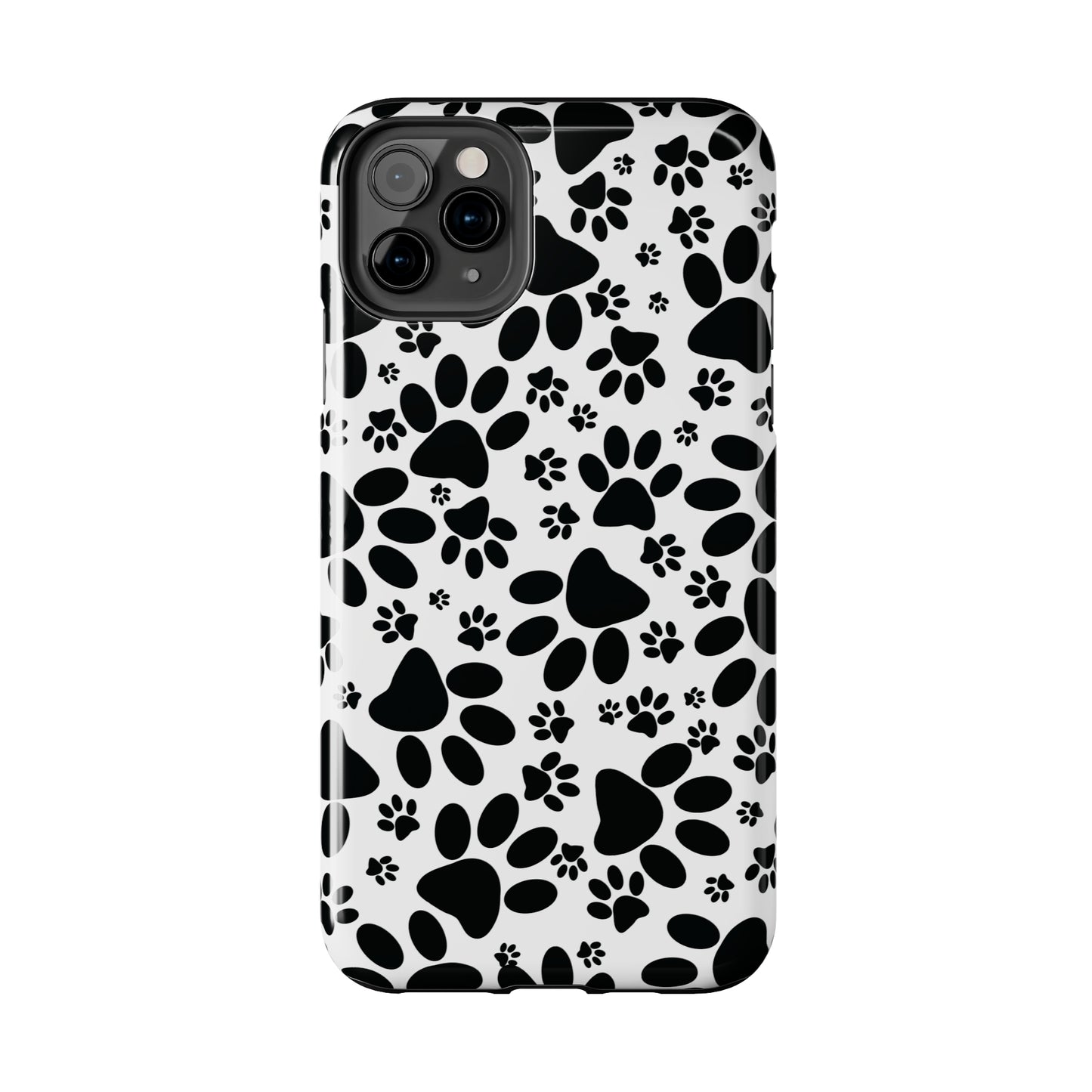 Stealthy Tracks: Black Animal Paw Prints Iphone Tough Phone Case