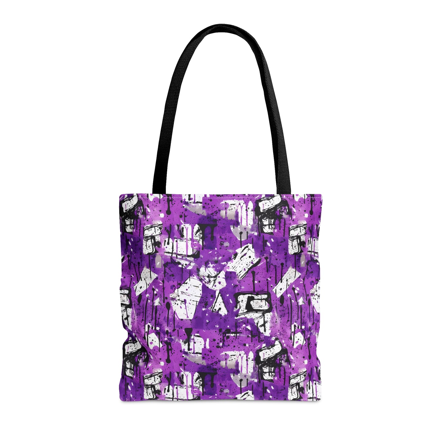 Purple & Black Graffiti Design - Canvas Tote 3 Sizes