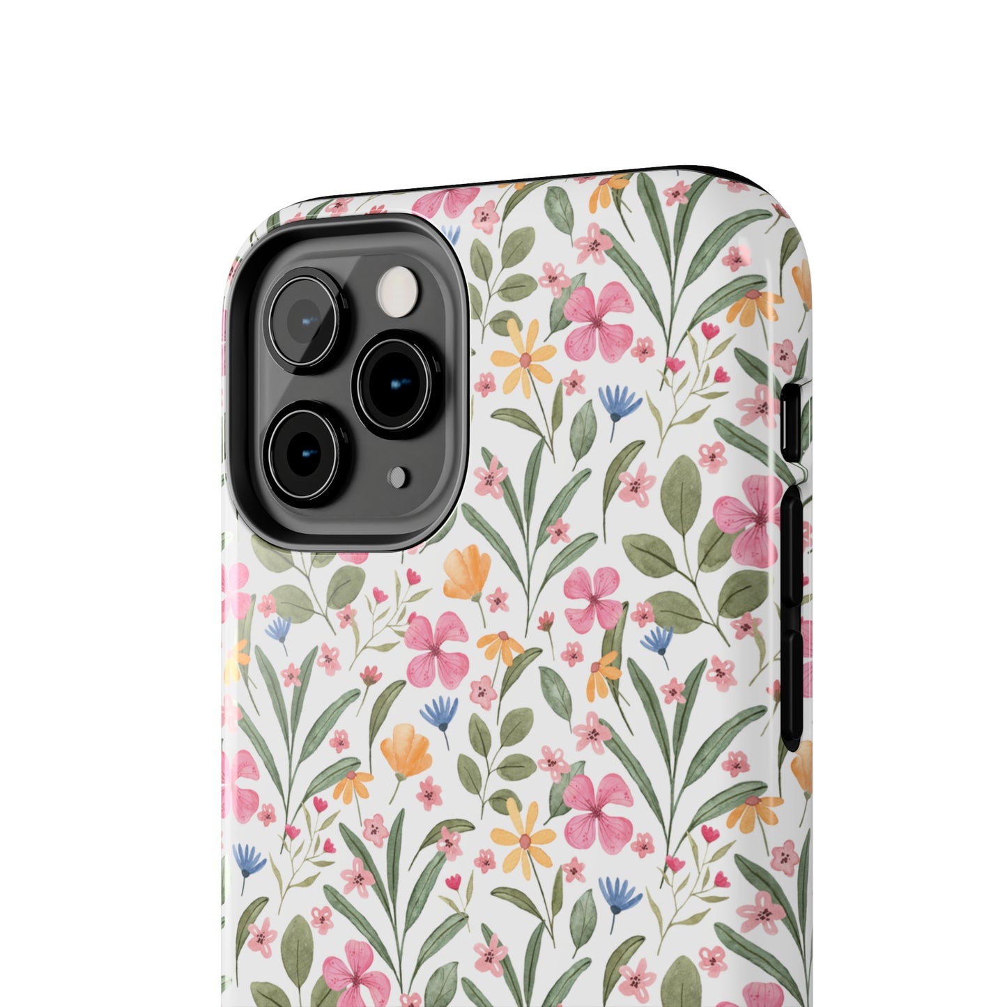 Pink Watercolor Spring Flowers Iphone Tough Phone Case