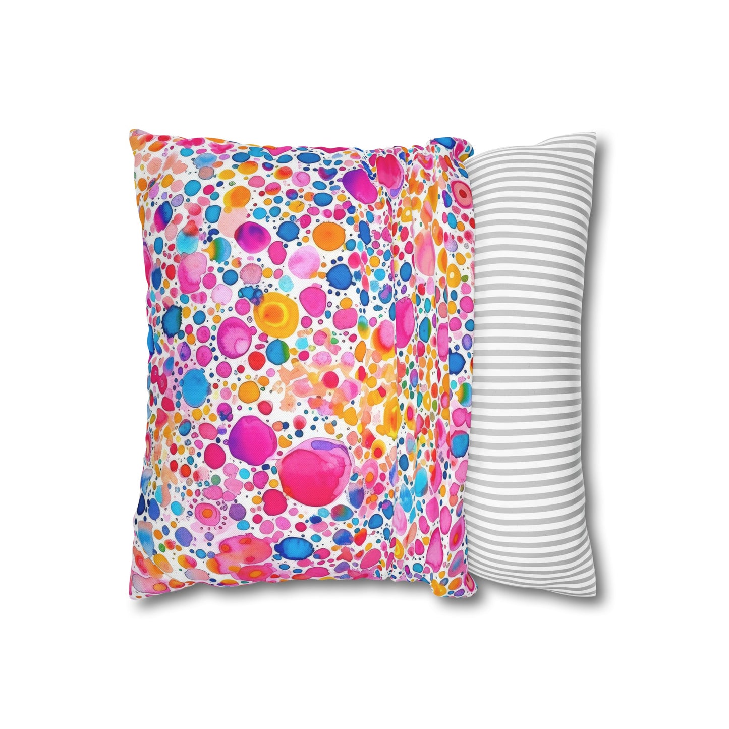 Prismatic Splatter: Rainbow Watercolor Explosion Spun Polyester Square Pillowcase 4 Sizes