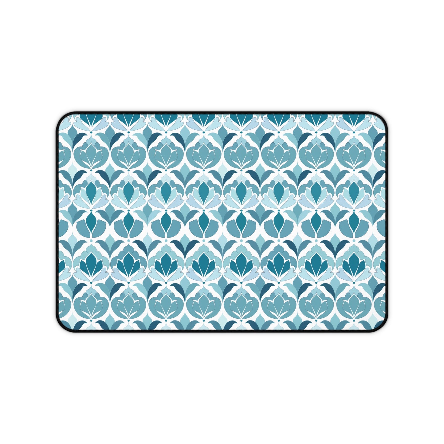 Serene Floral Pattern in Shades of Aqua and Teal, Forming Graceful Botanical Motifs Extended Gaming Mouse Pad  Desk Mat  - 3 Sizes