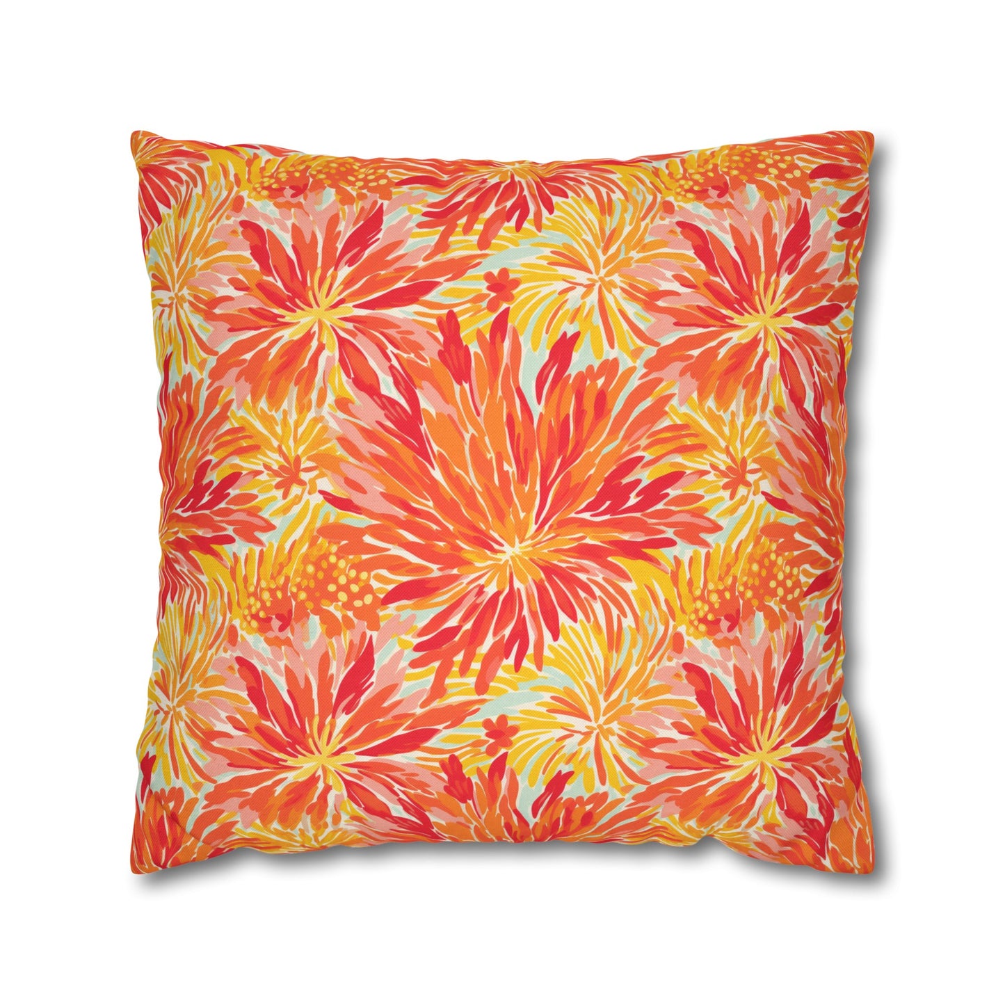 Golden Citrus Blooms: Vibrant Orange and Yellow Watercolor Flowers Spun Polyester Square Pillowcase 4 Sizes