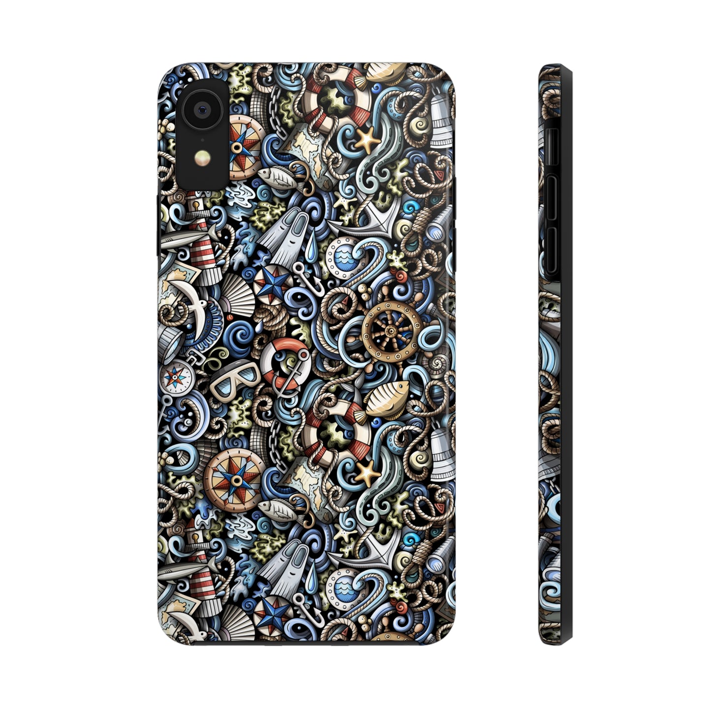 Nautical Ocean Navigation and Sealife Cartoon Design Iphone Tough Phone Case