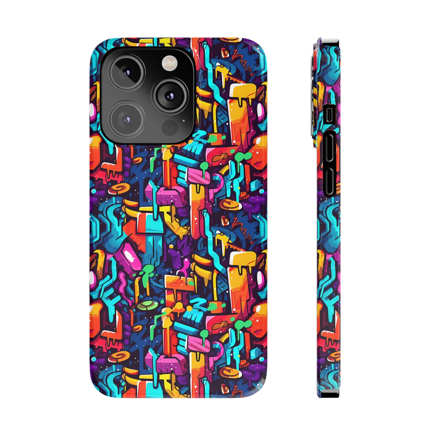 3D Abstract Colorful Street Graffiti Art Design Iphone 15-12 Slim Phone Case