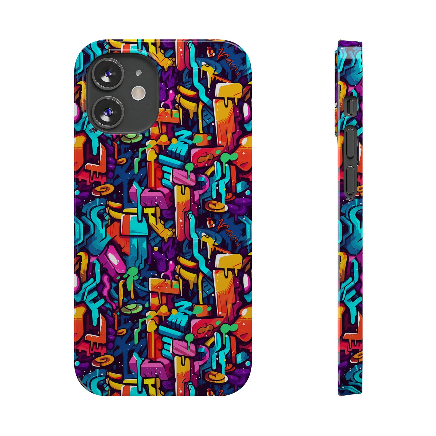 3D Abstract Colorful Street Graffiti Art Design Iphone 15-12 Slim Phone Case