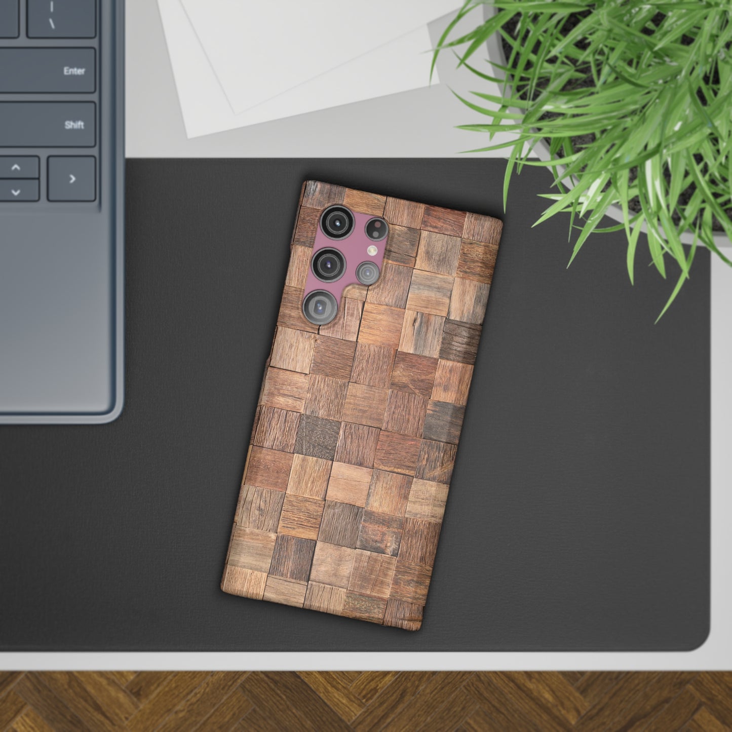 Organic Elegance Natural Woven Wood Design Design Samsung Slim Cases