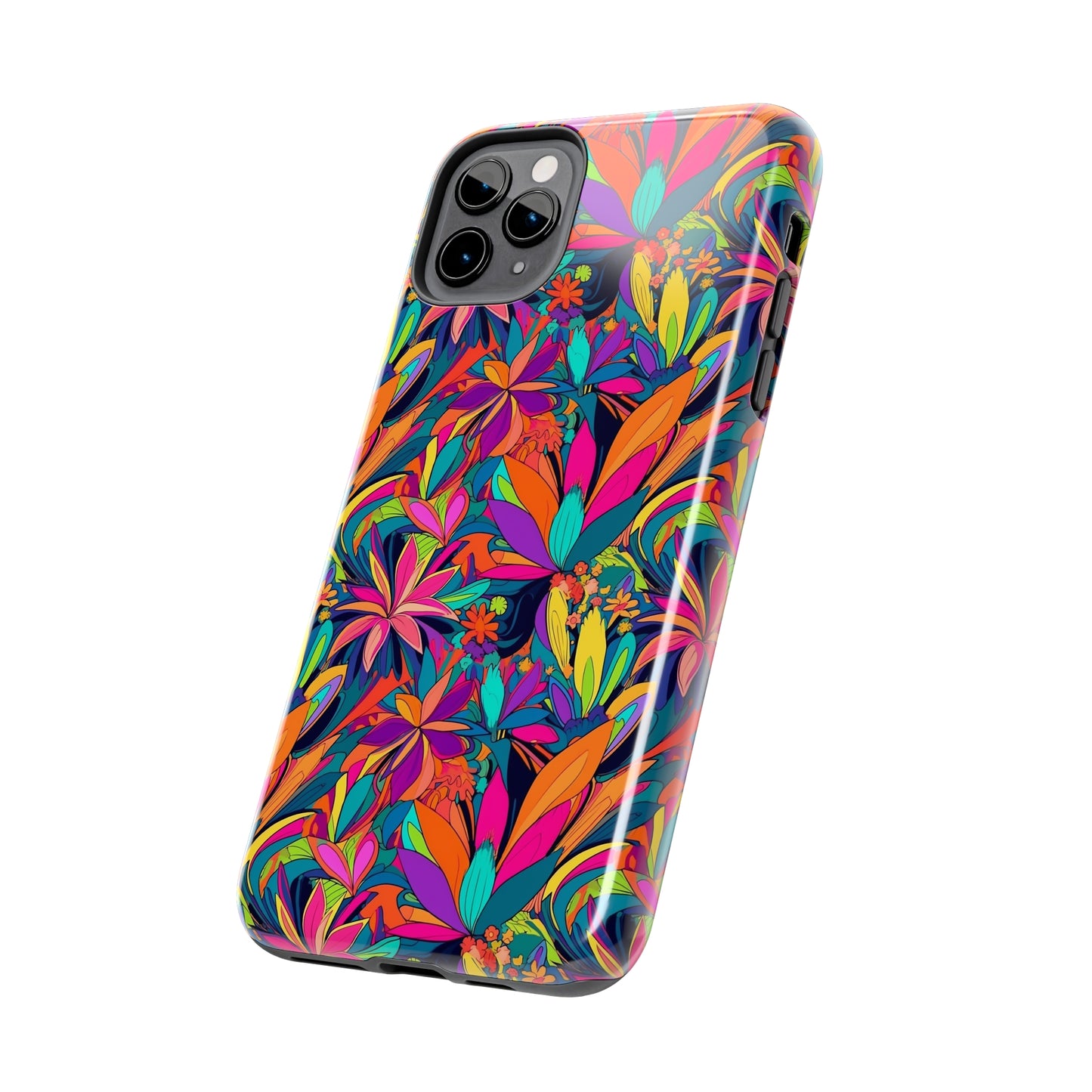 Tropical Neon Flowers Iphone Tough Phone Case