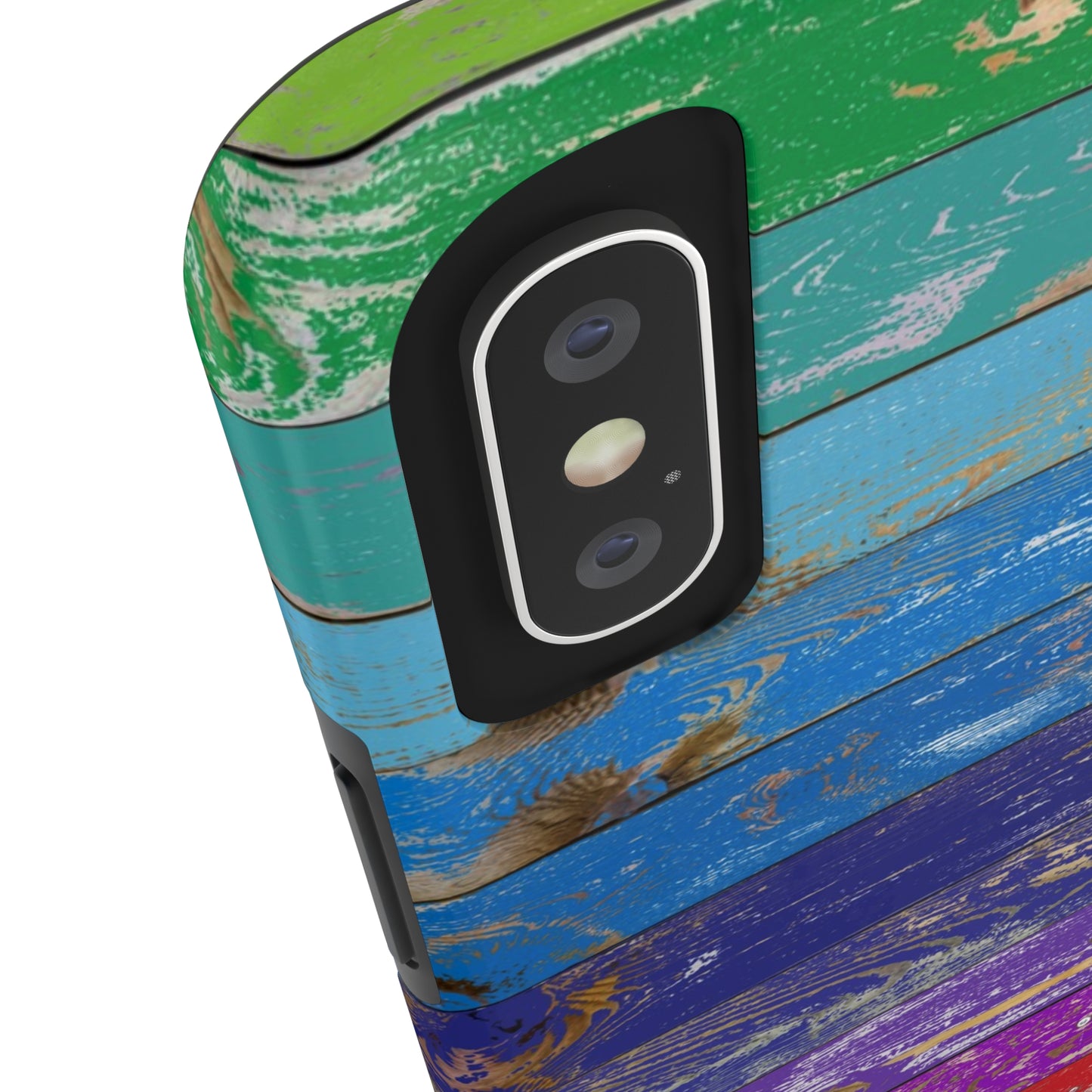 Rainbow Wood Planks Iphone Tough Phone Case