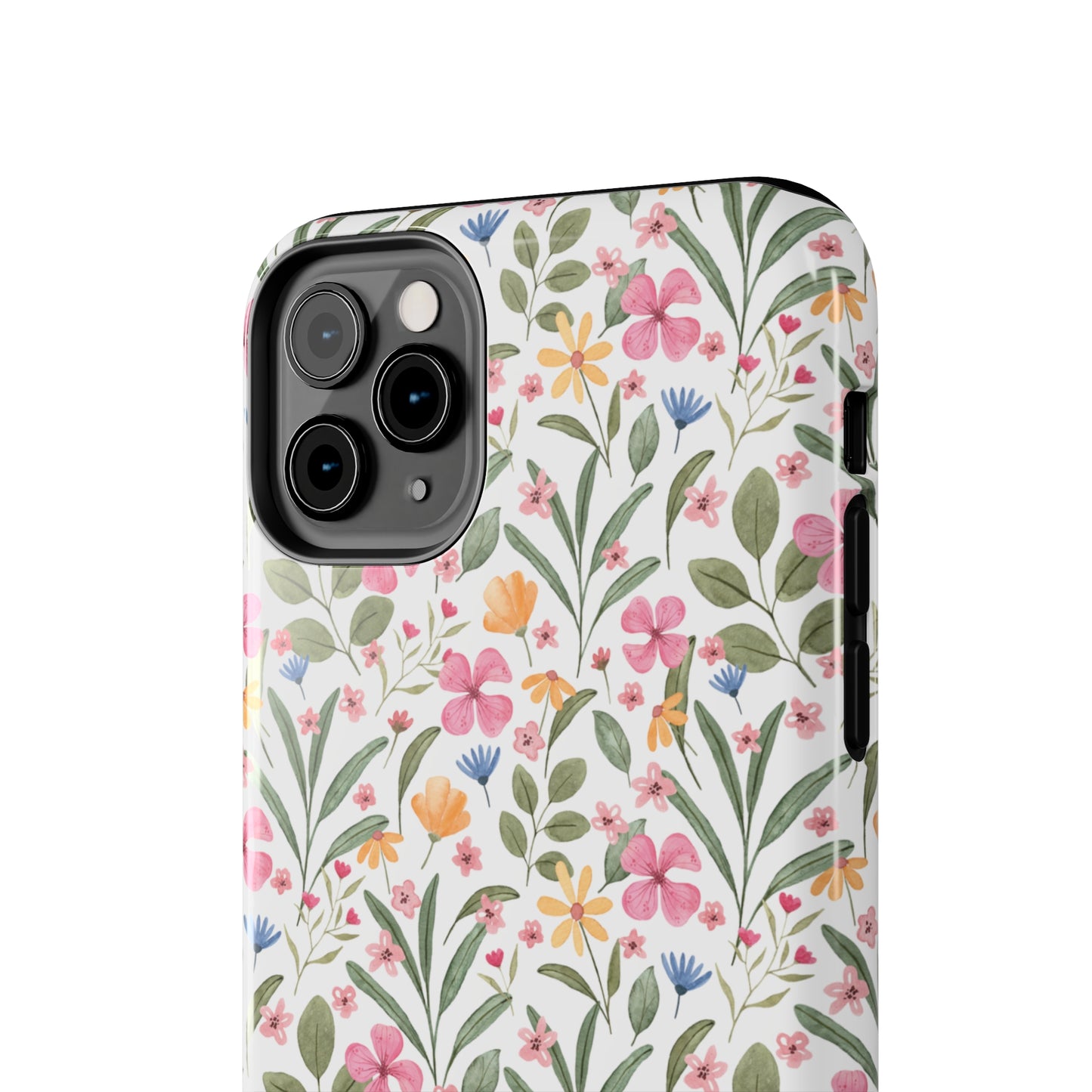 Pink Watercolor Spring Flowers Iphone Tough Phone Case