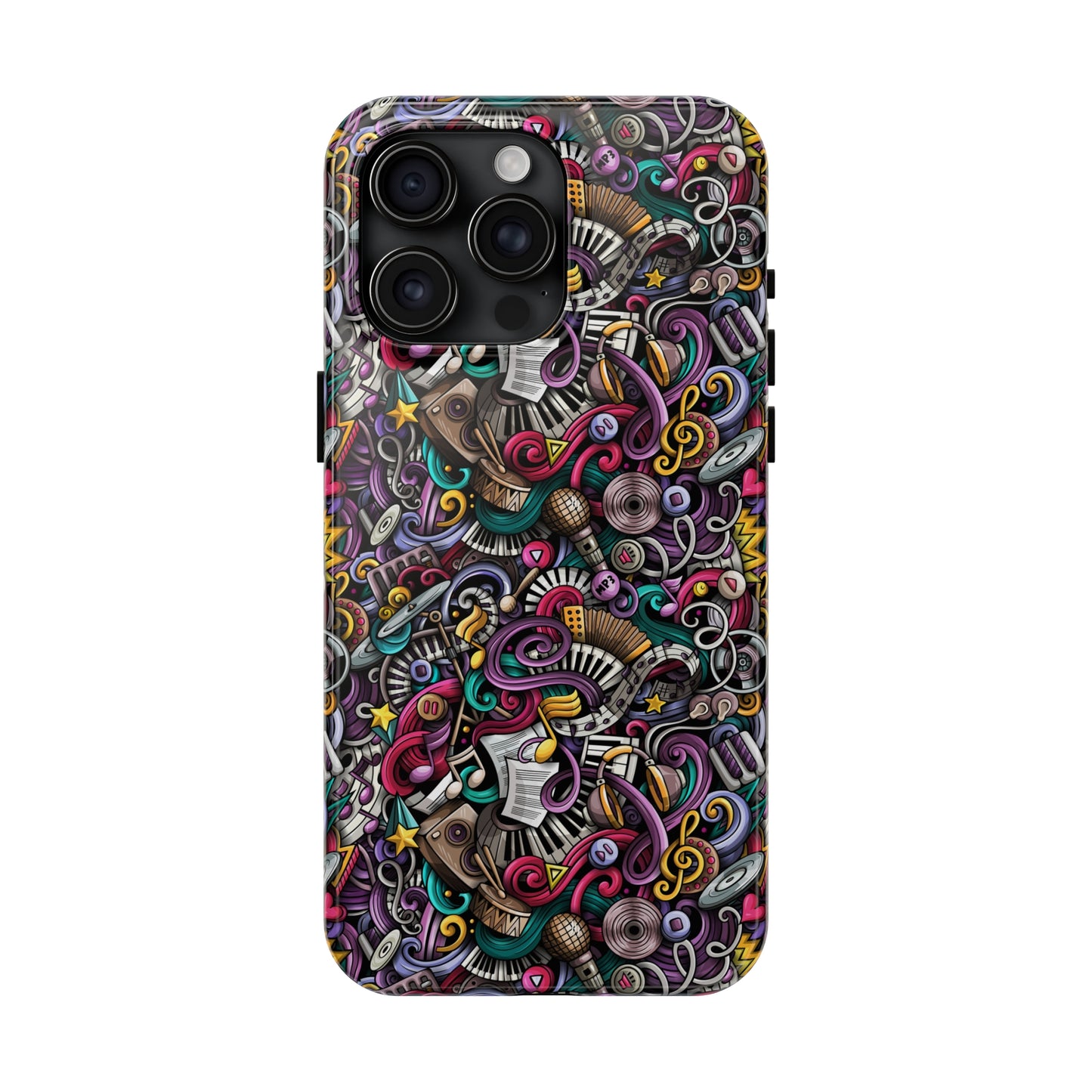 Musical Notes, Sheet Music, Swirls Cartoon Design Iphone Tough Phone Case