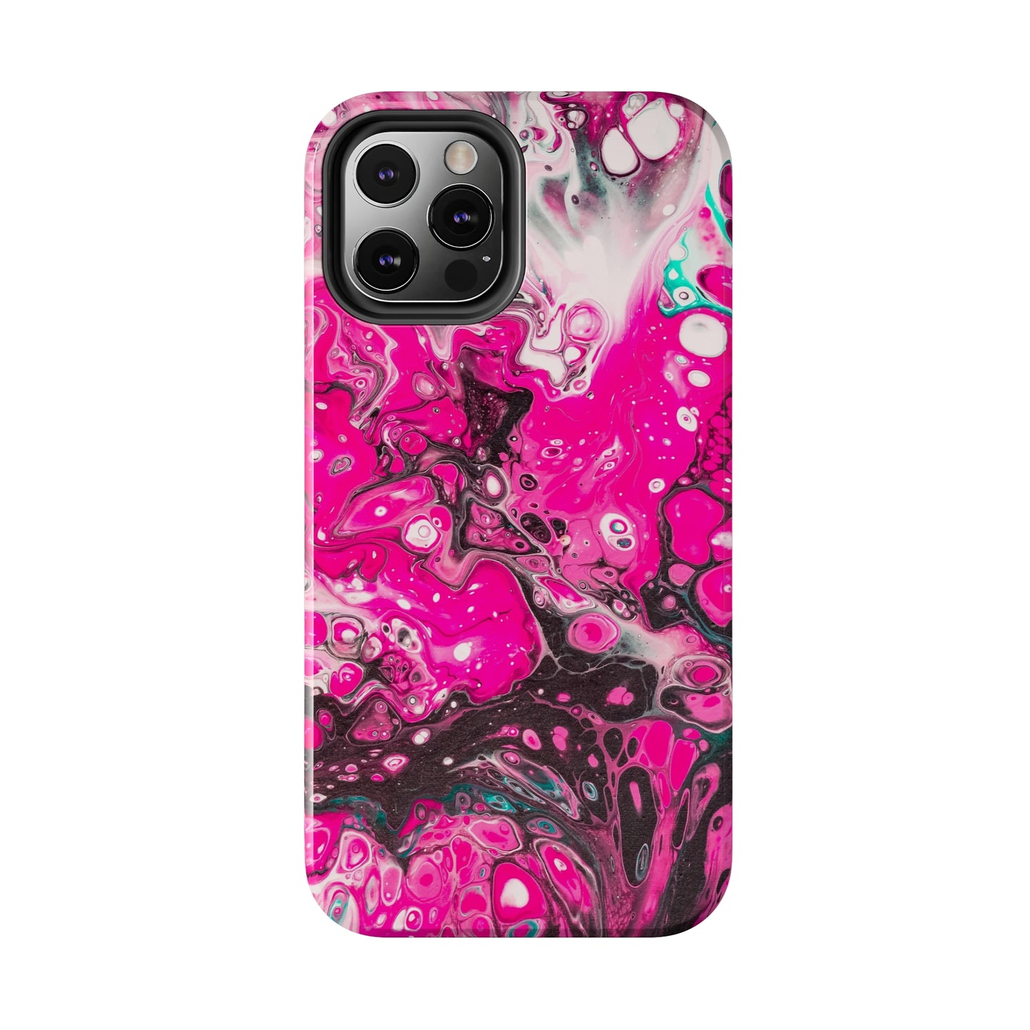 Pink, Black and White Alcohol Ink Design Iphone Tough Phone Case