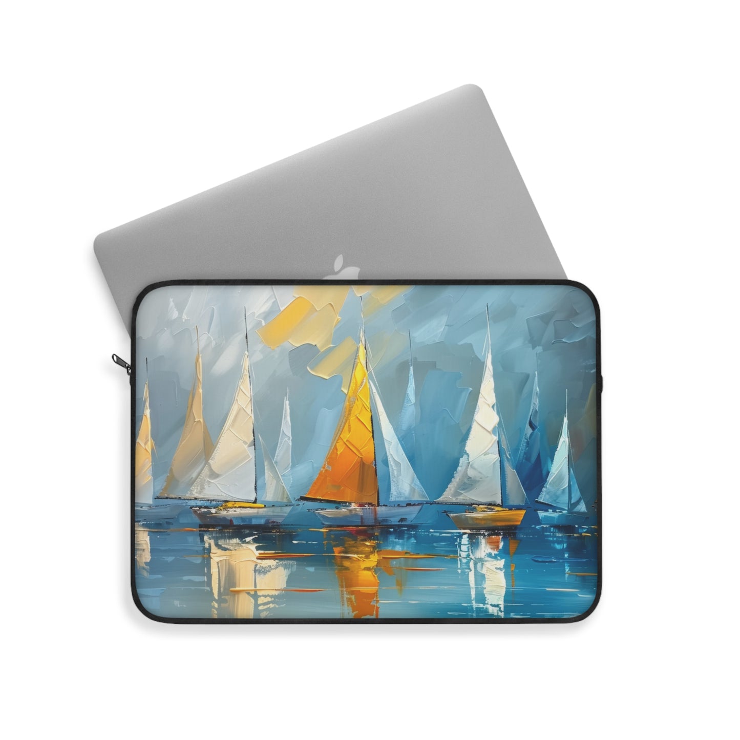 Sailboats Gliding on the Open Sea, Bathed in the Warm Glow of the Setting Sun Laptop or Ipad Protective Sleeve 3 Sizes Available