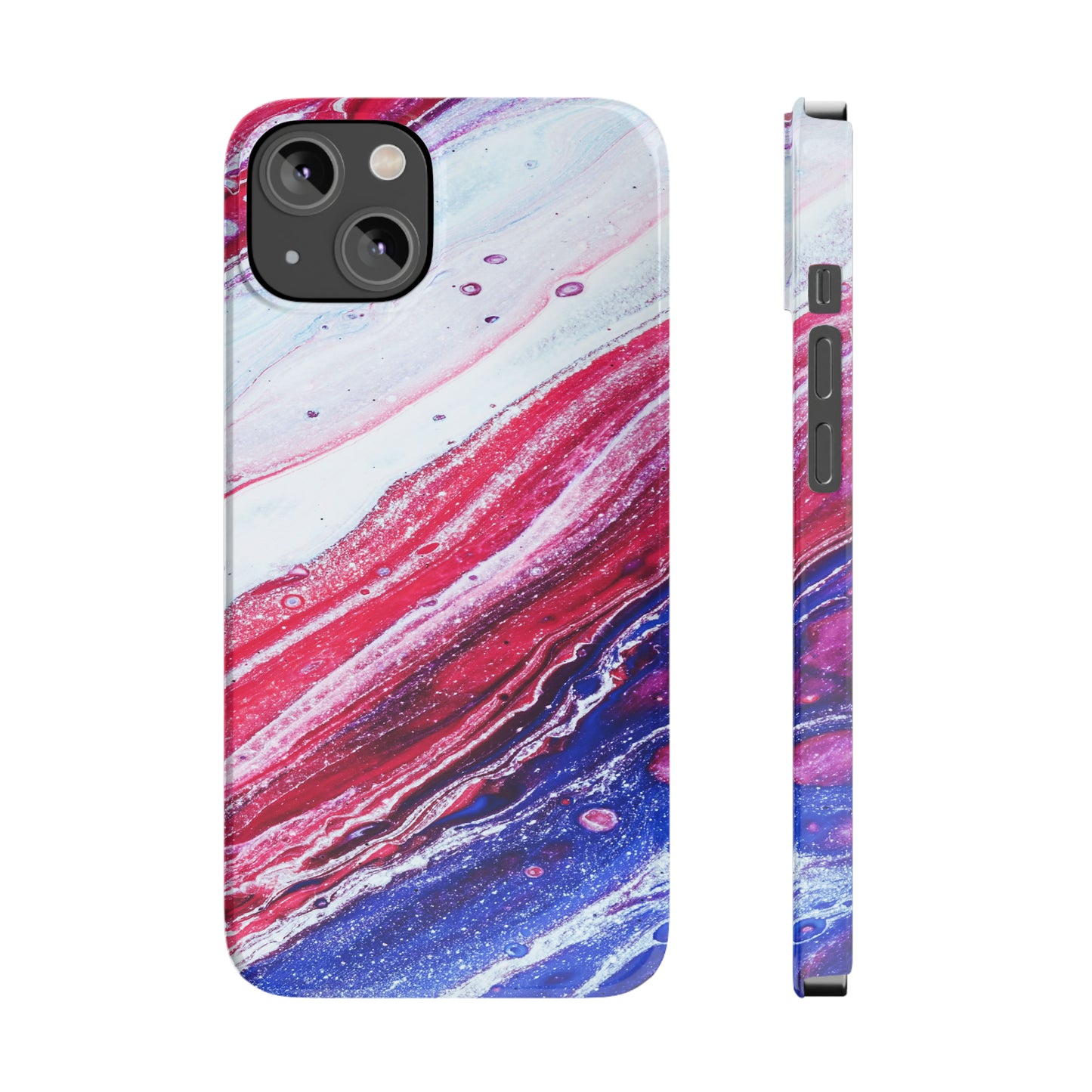 Red White and Blue Alcohol Ink Design Iphone 15-12 Slim Phone Case