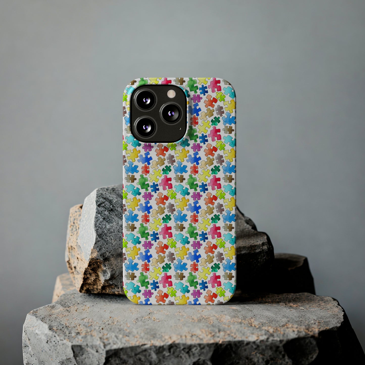 Rainbow Puzzle Pieces Iphone 15-12 Slim Phone Case