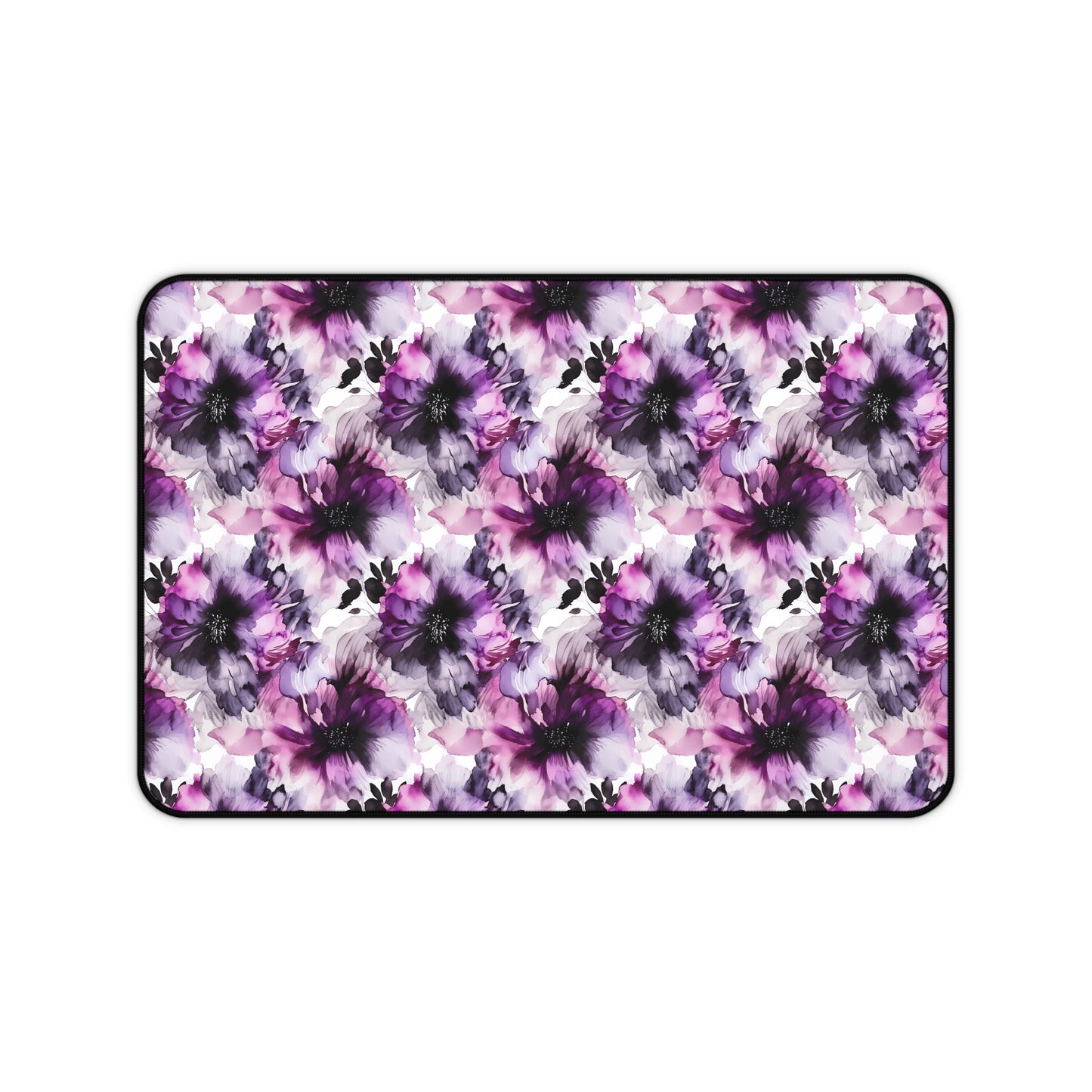 Regal Splendor: Large Purple and Grey Watercolor Flower Design - Desk Mat Extended Gaming Mouse Pad 3 Sizes