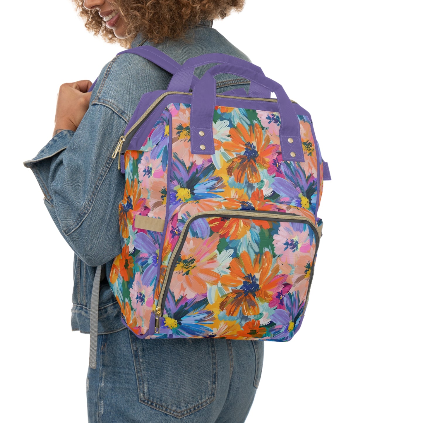 Soft Serenity: Pastel Watercolor Floral Blooms Multifunctional Diaper Backpack