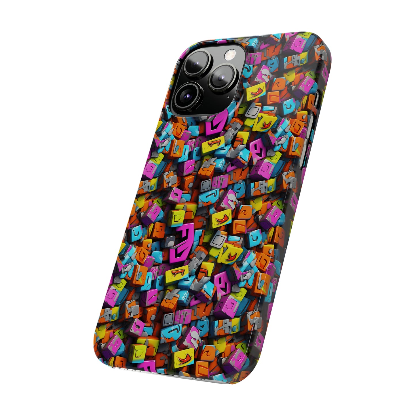 3D Abstract Colorful Block Design Iphone 15-12 Slim Phone Case