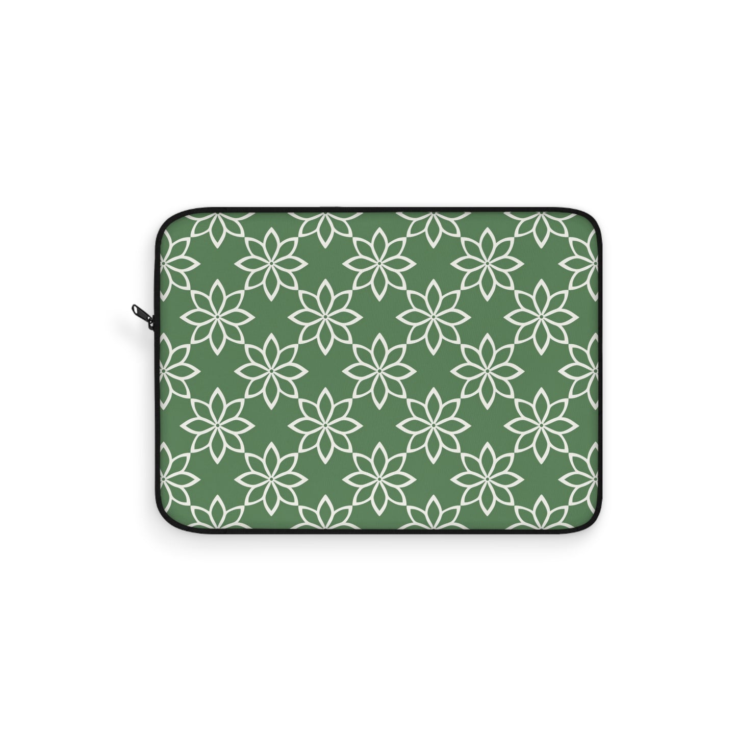 Modern Minimalist Green and White Geometric Floral Design Laptop or Ipad Protective Sleeve 3 Sizes Available