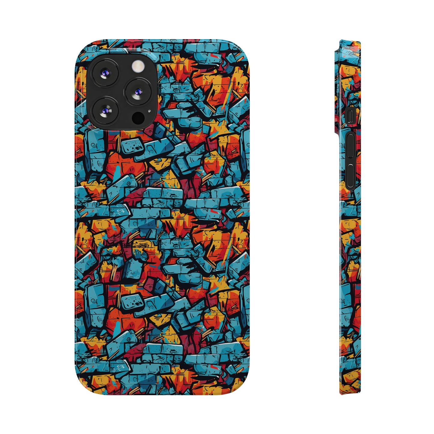 3D Brick Wall Graffiti Design Iphone 15-12 Slim Phone Case